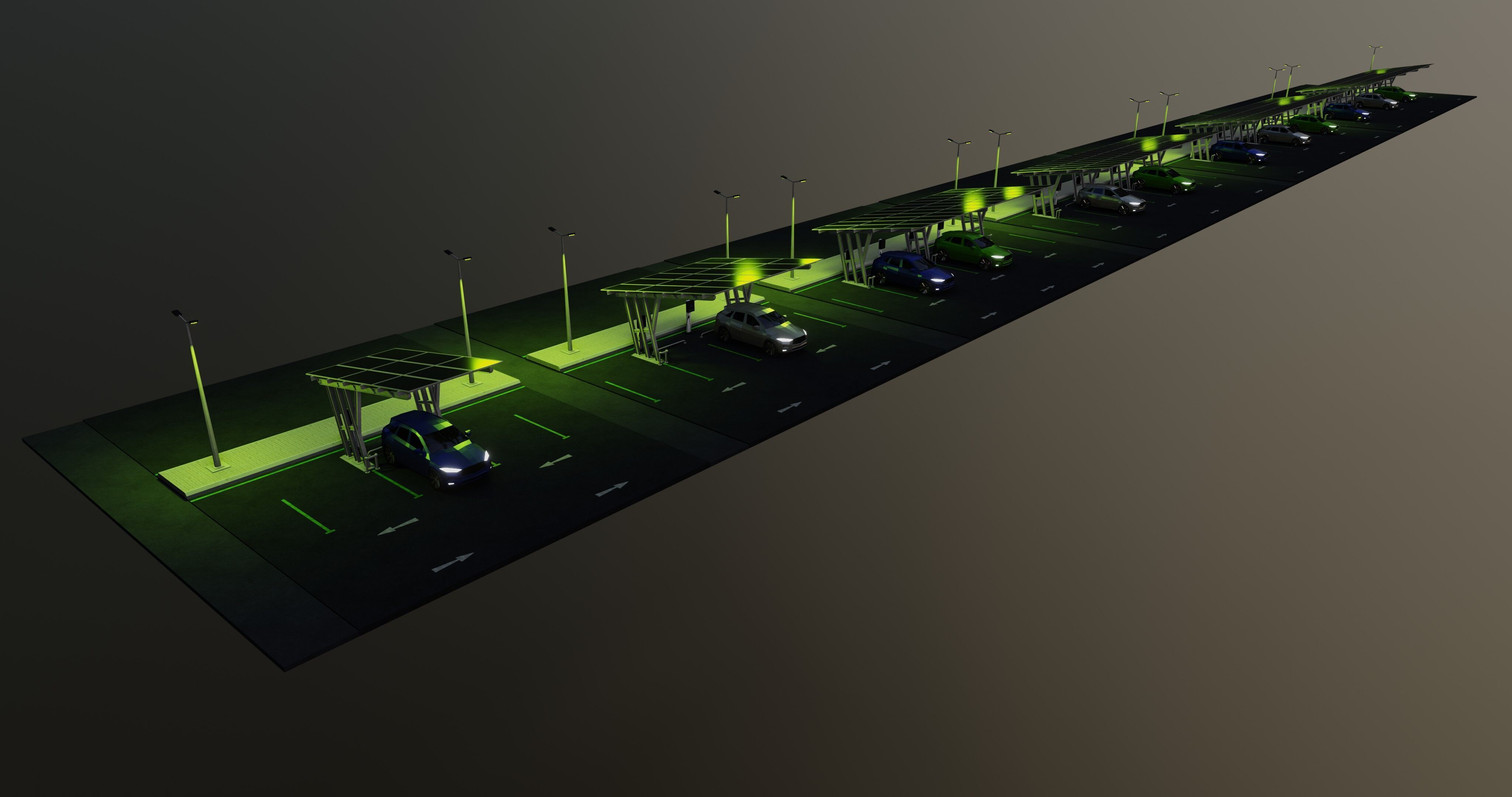 Low Poly Solar Carport Type-3 Pack Low-poly 3D model_4