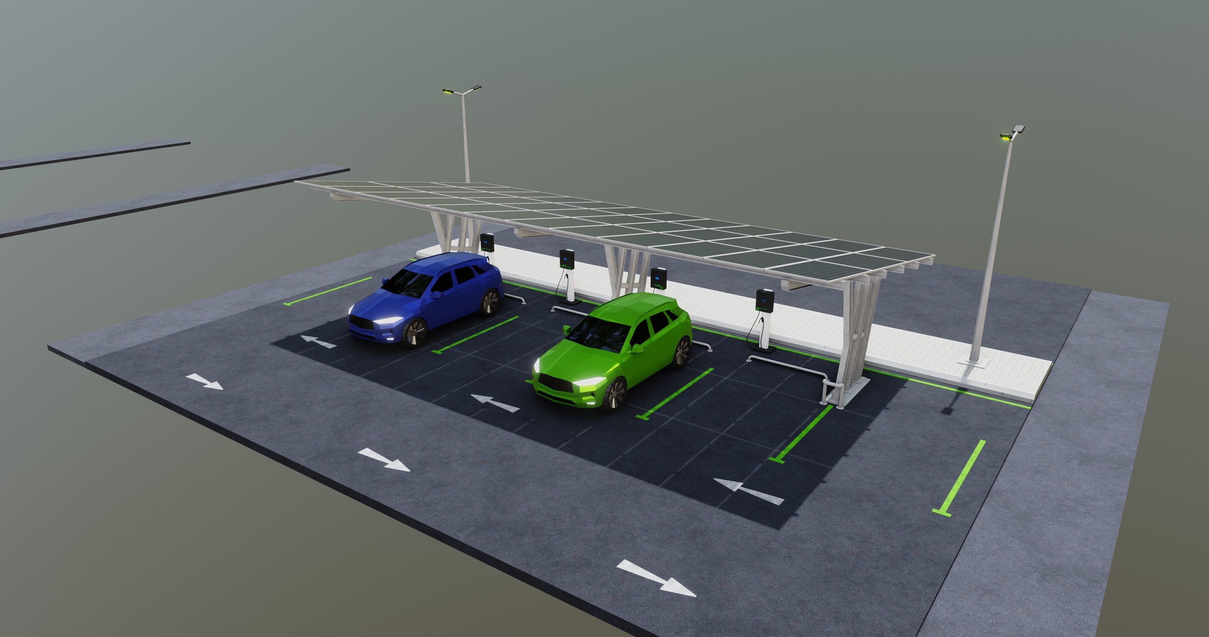 Low Poly Solar Carport Type-3 Pack Low-poly 3D model_32