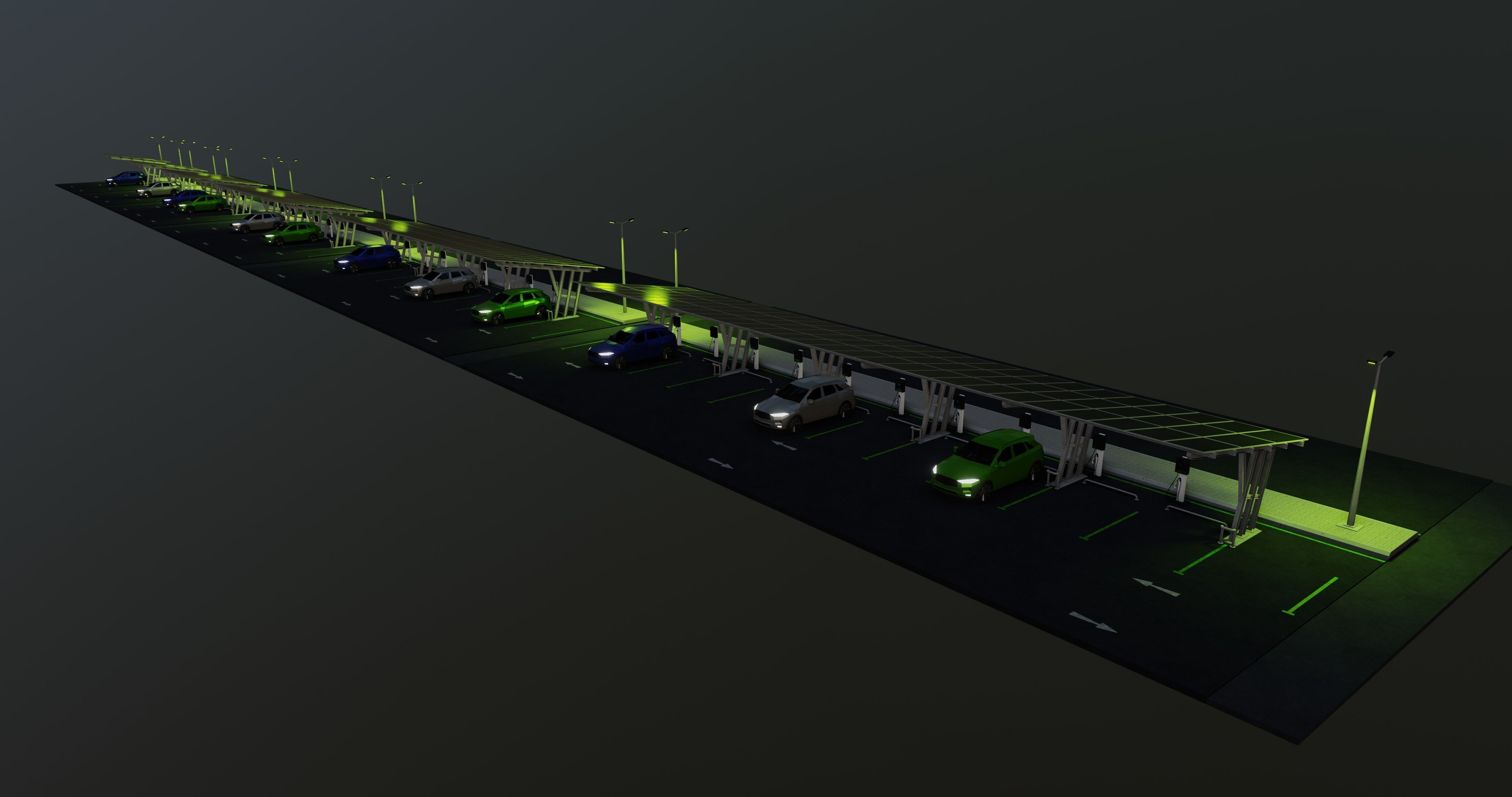 Low Poly Solar Carport Type-3 Pack Low-poly 3D model_2