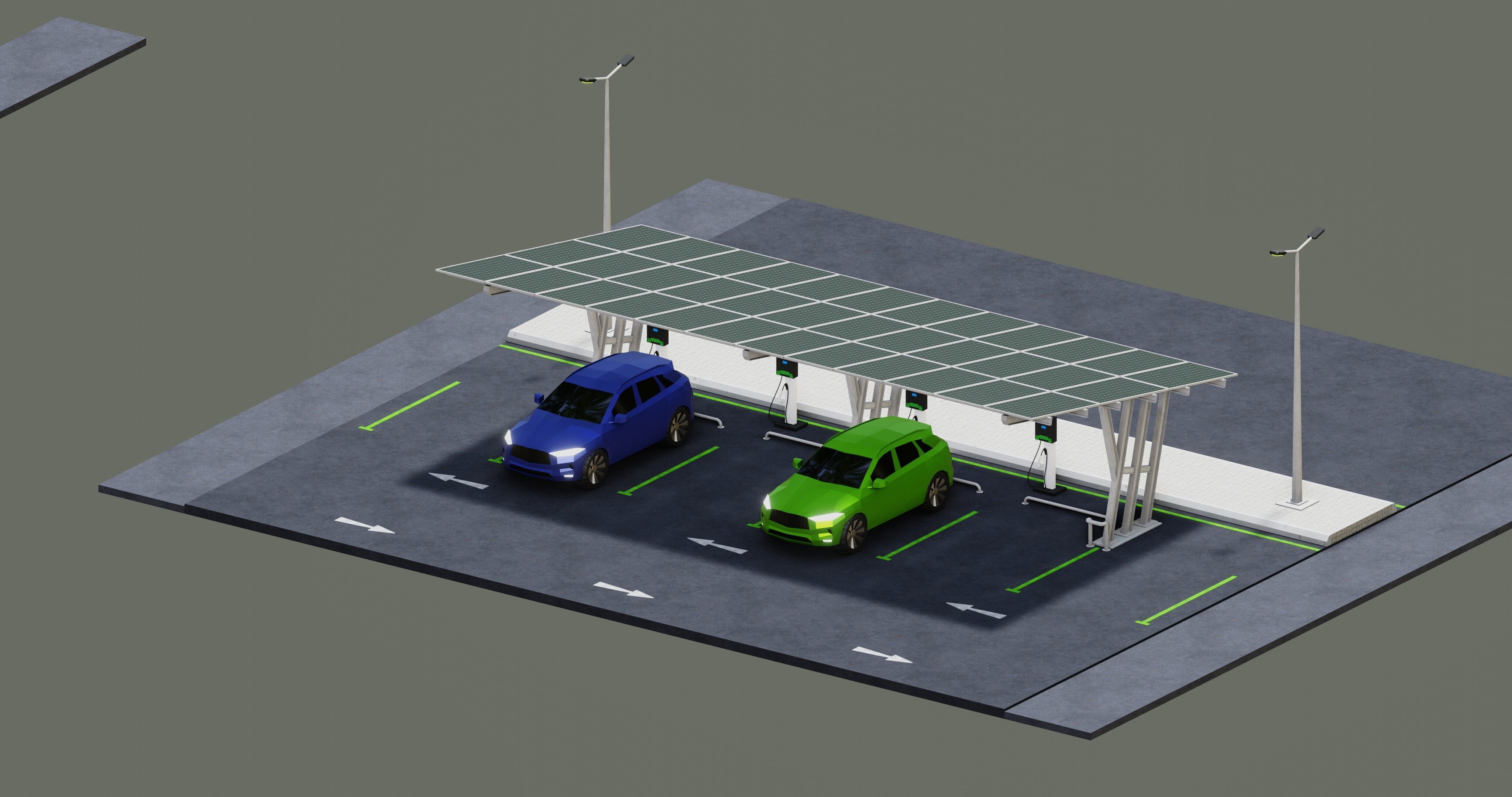Low Poly Solar Carport Type-3 Pack Low-poly 3D model_30