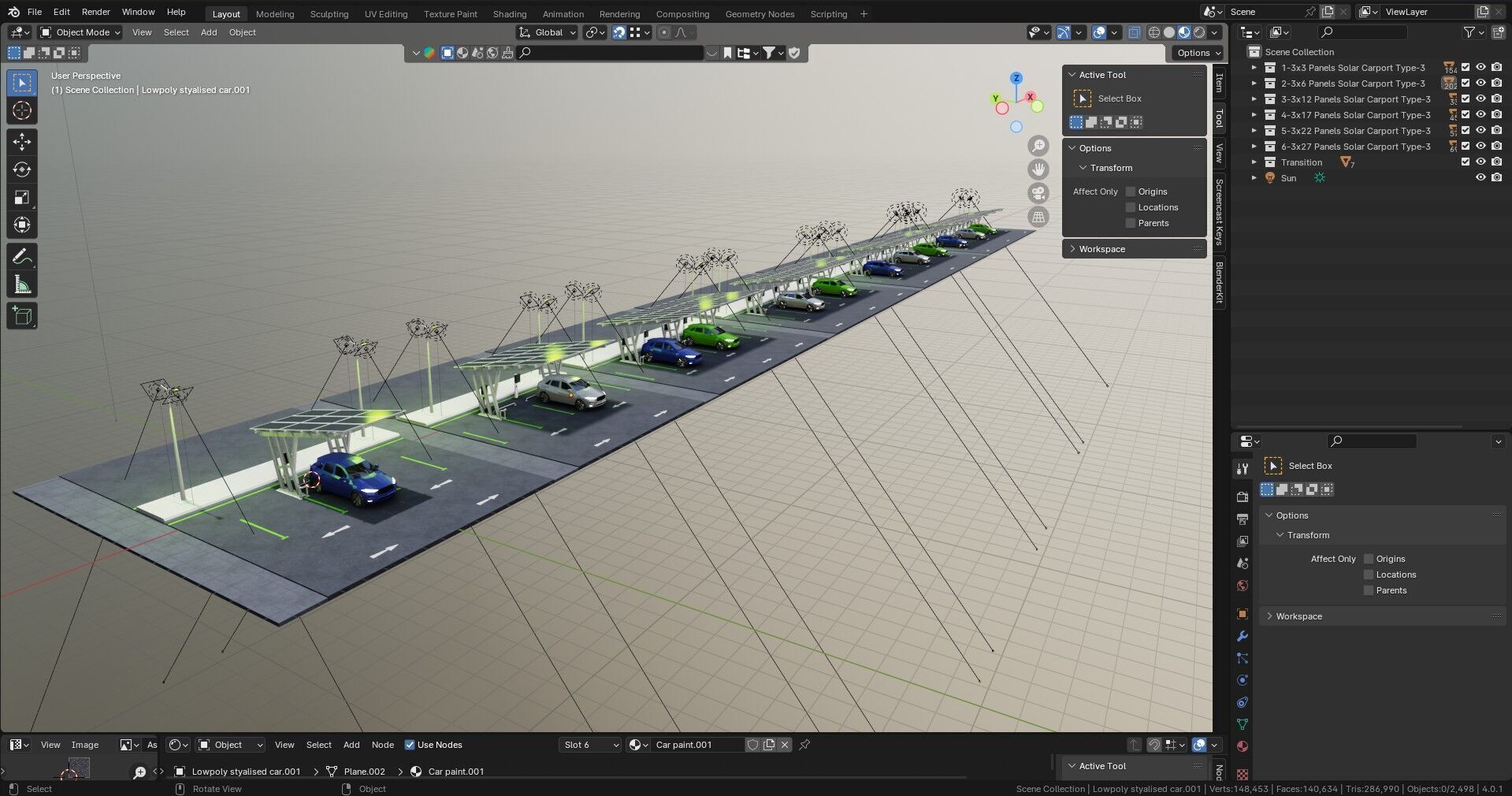 Low Poly Solar Carport Type-3 Pack Low-poly 3D model_28