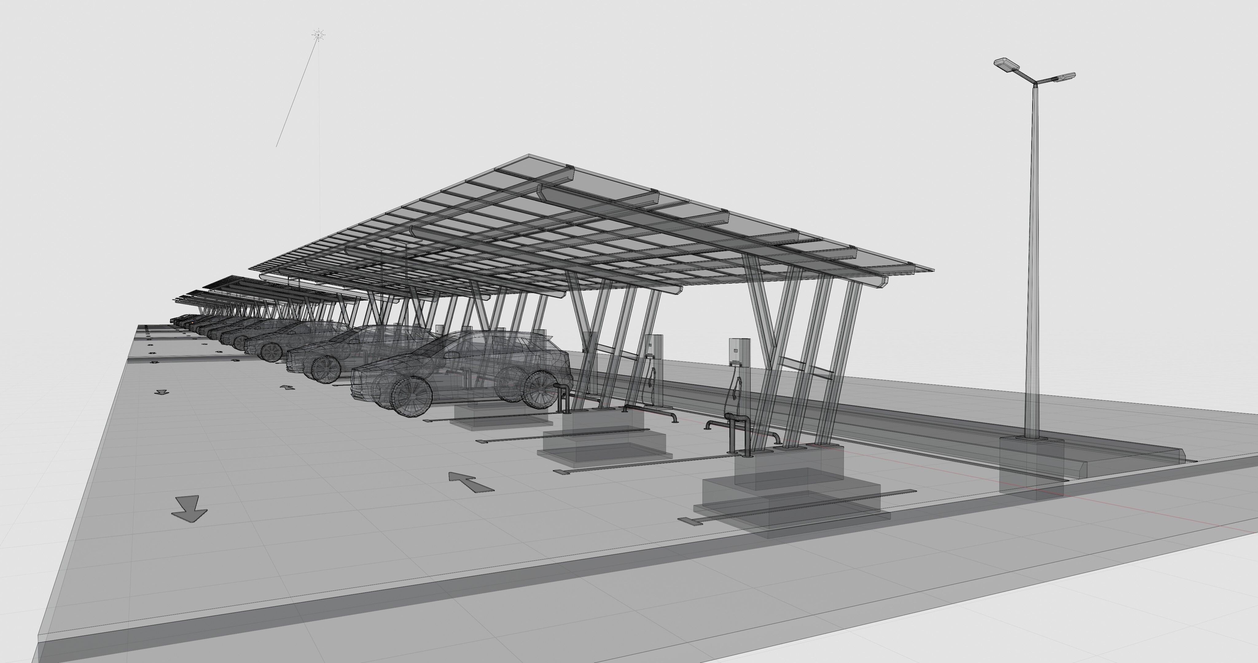 Low Poly Solar Carport Type-3 Pack Low-poly 3D model_19