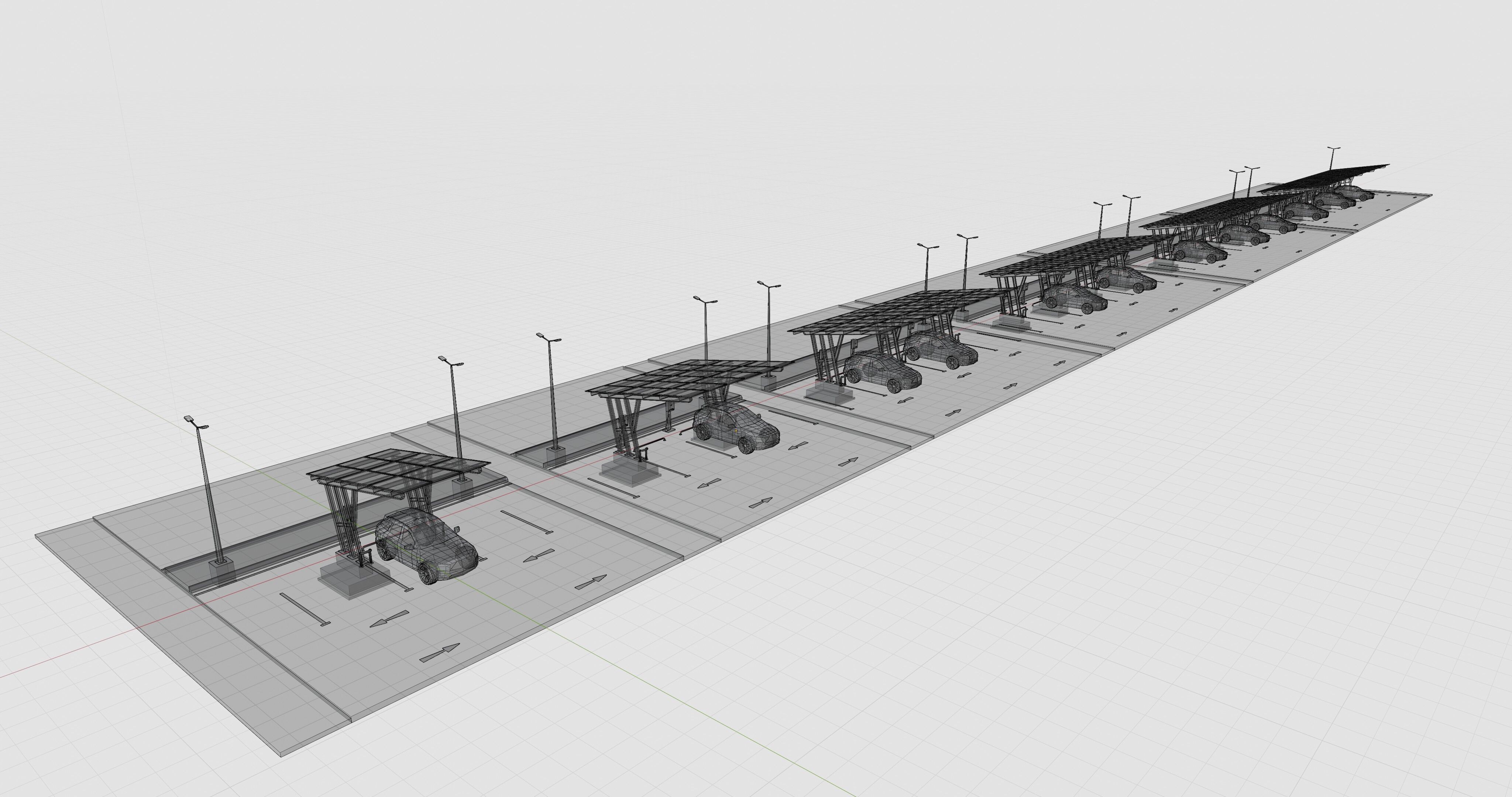 Low Poly Solar Carport Type-3 Pack Low-poly 3D model_31