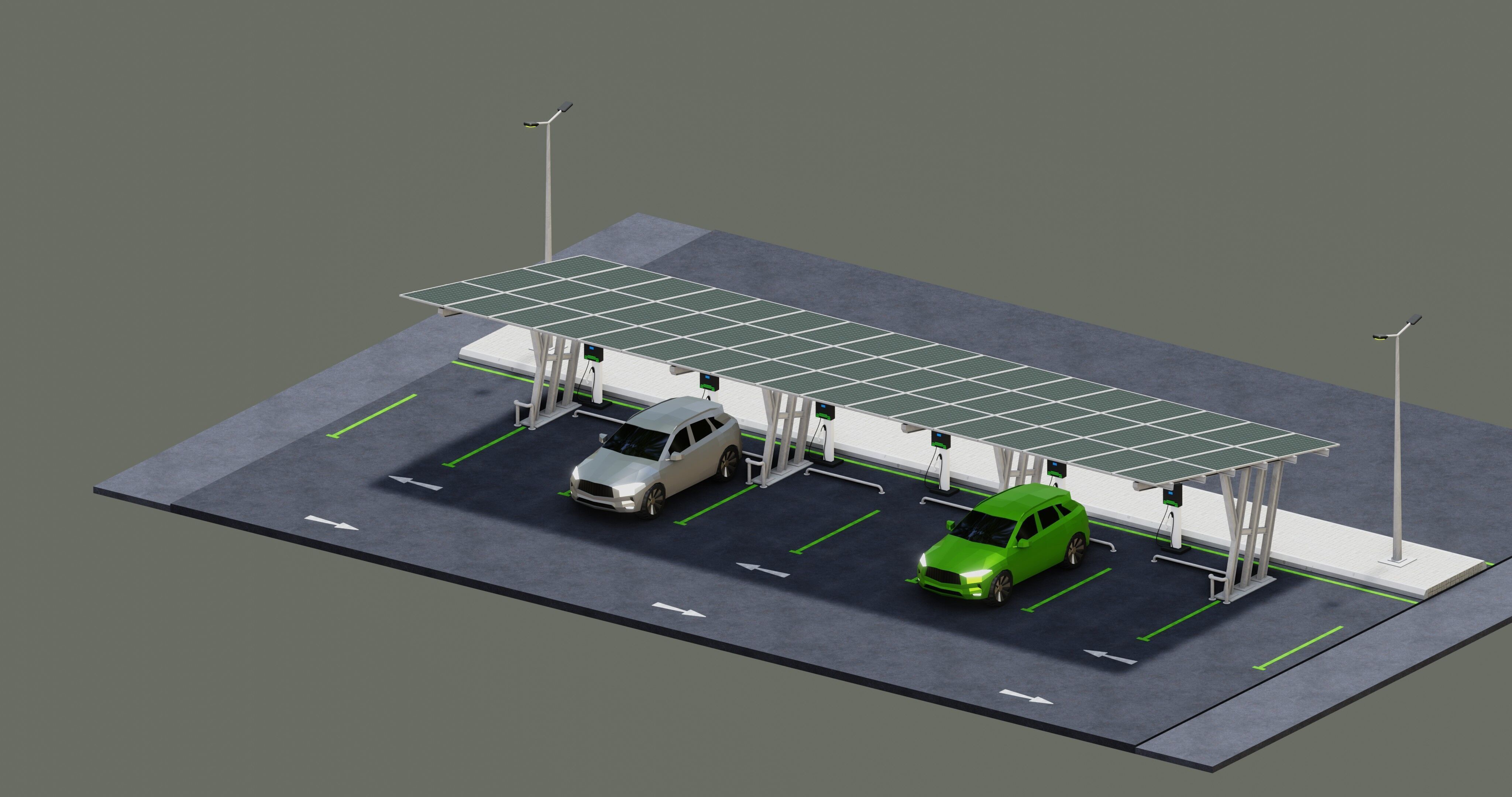 Low Poly Solar Carport Type-3 Pack Low-poly 3D model_24