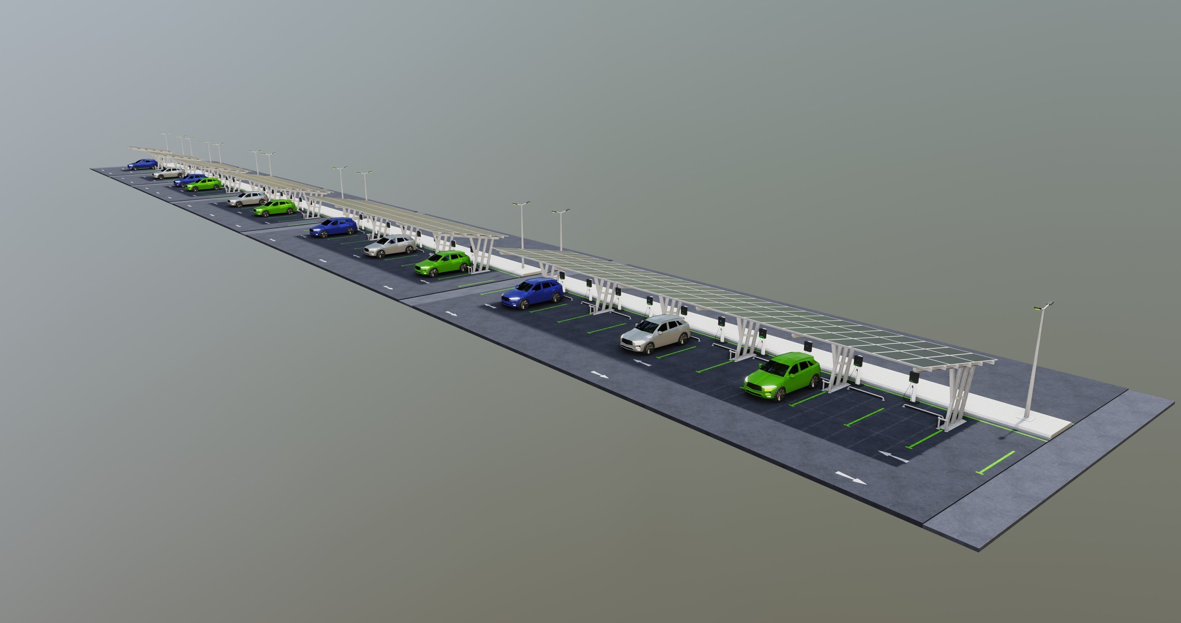 Low Poly Solar Carport Type-3 Pack Low-poly 3D model_9