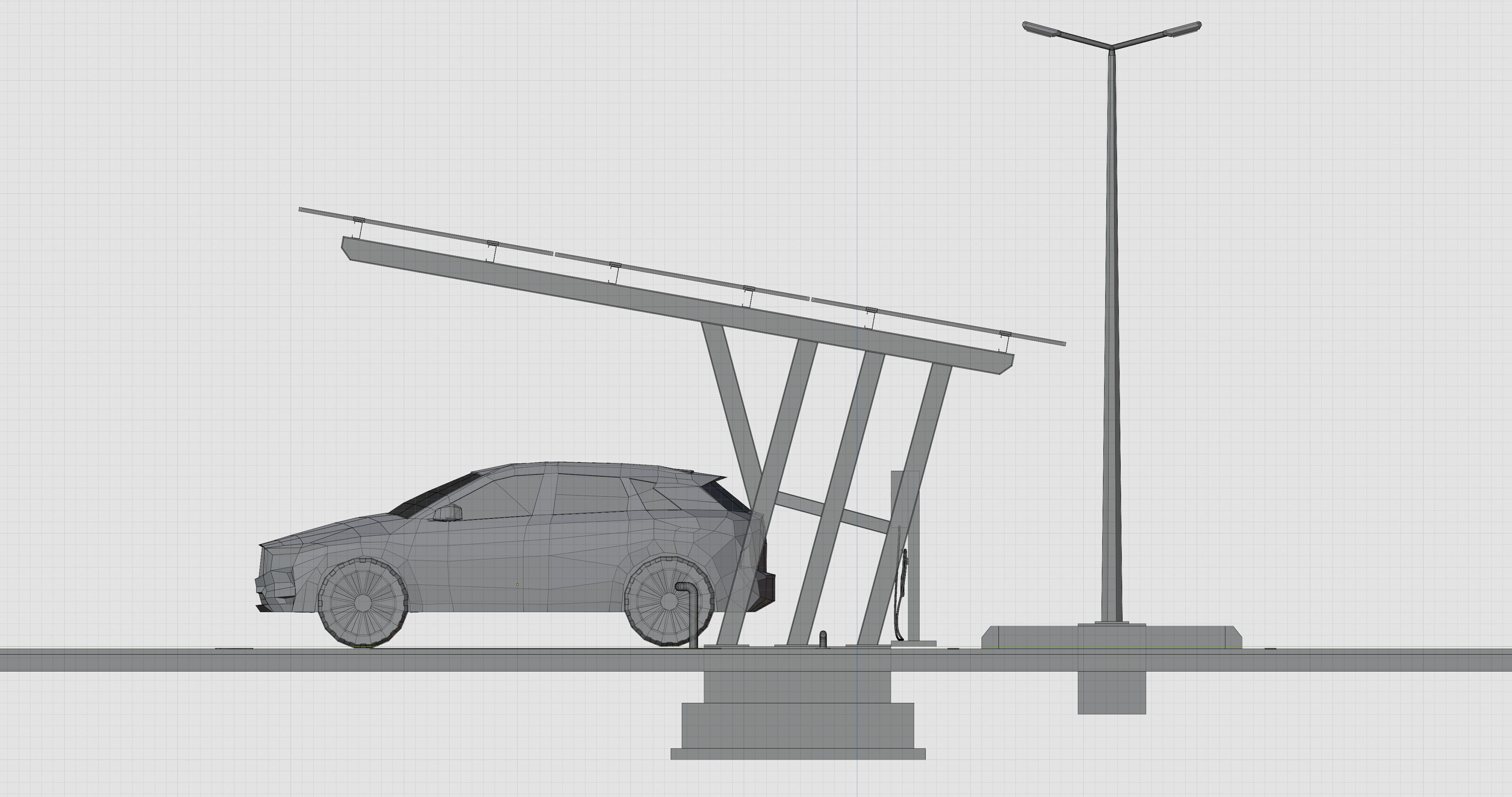 Low Poly Solar Carport Type-3 Pack Low-poly 3D model_21