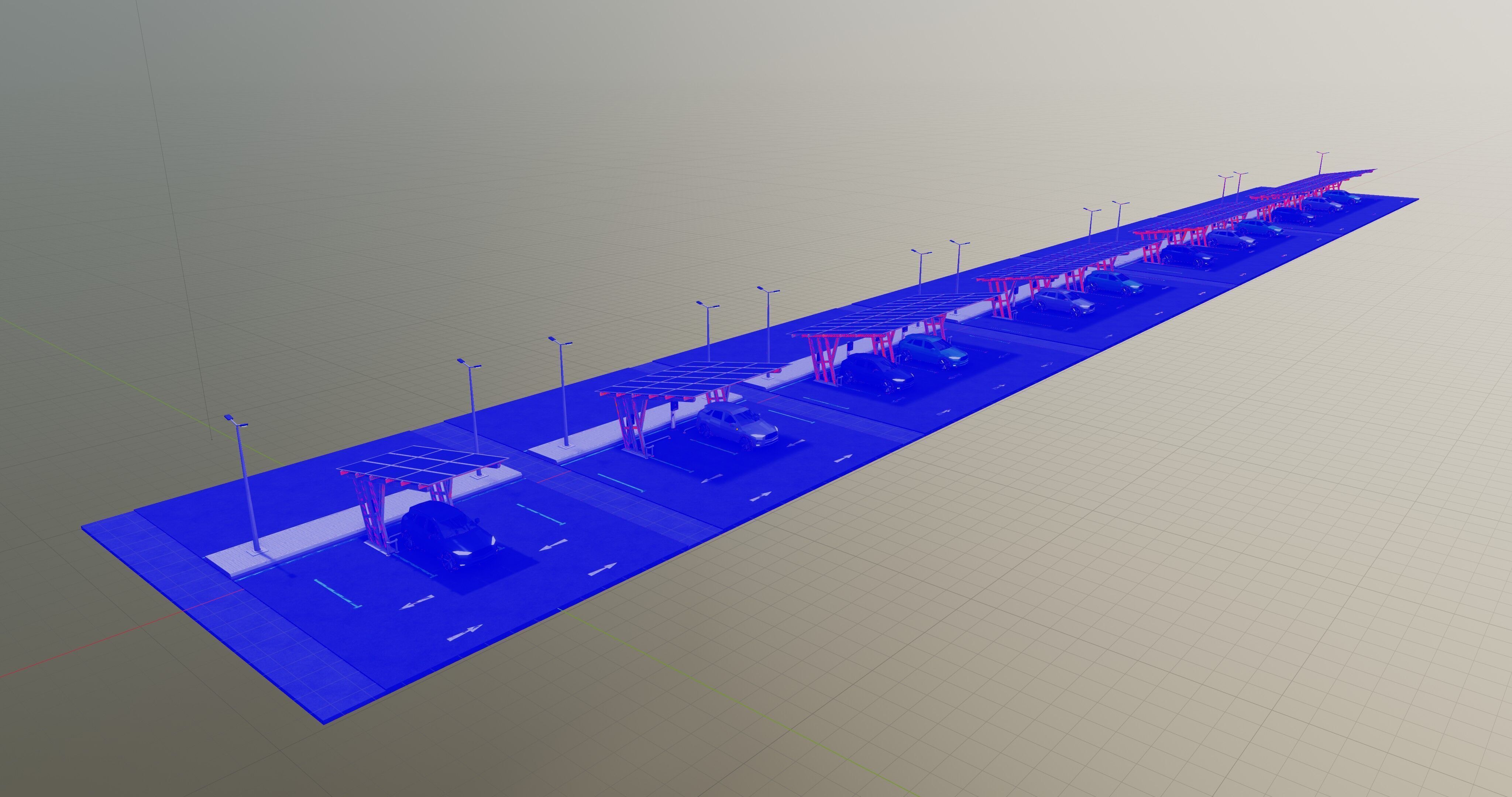 Low Poly Solar Carport Type-3 Pack Low-poly 3D model_13
