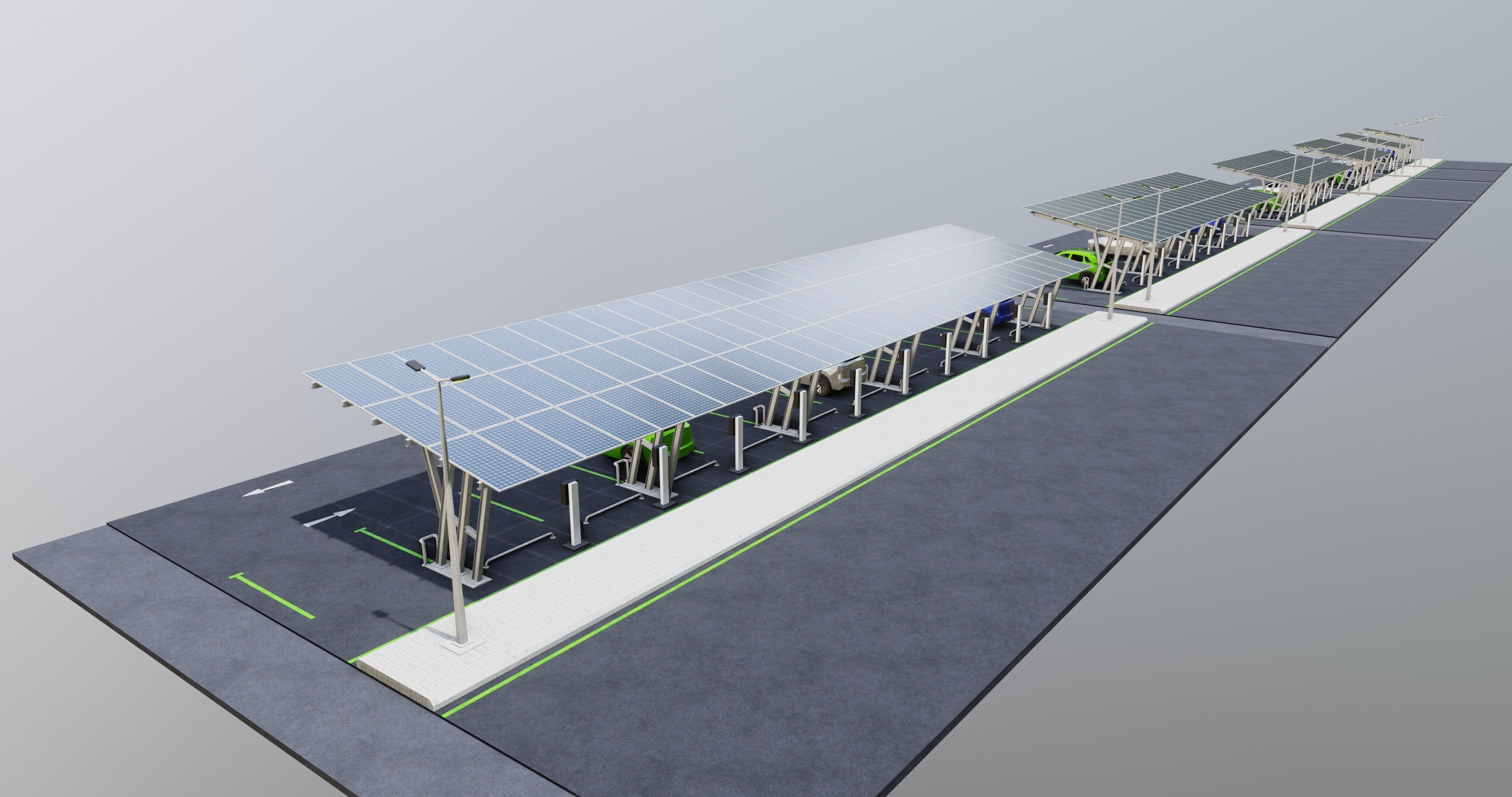 Low Poly Solar Carport Type-3 Pack Low-poly 3D model_11