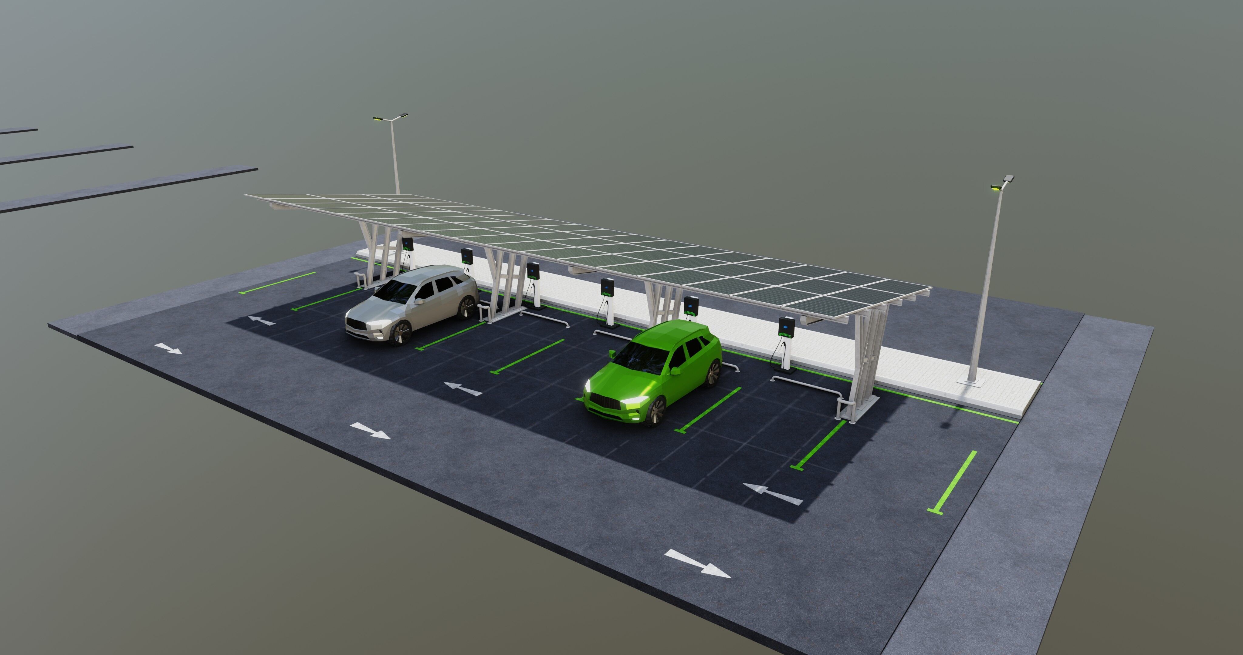 Low Poly Solar Carport Type-3 Pack Low-poly 3D model_27
