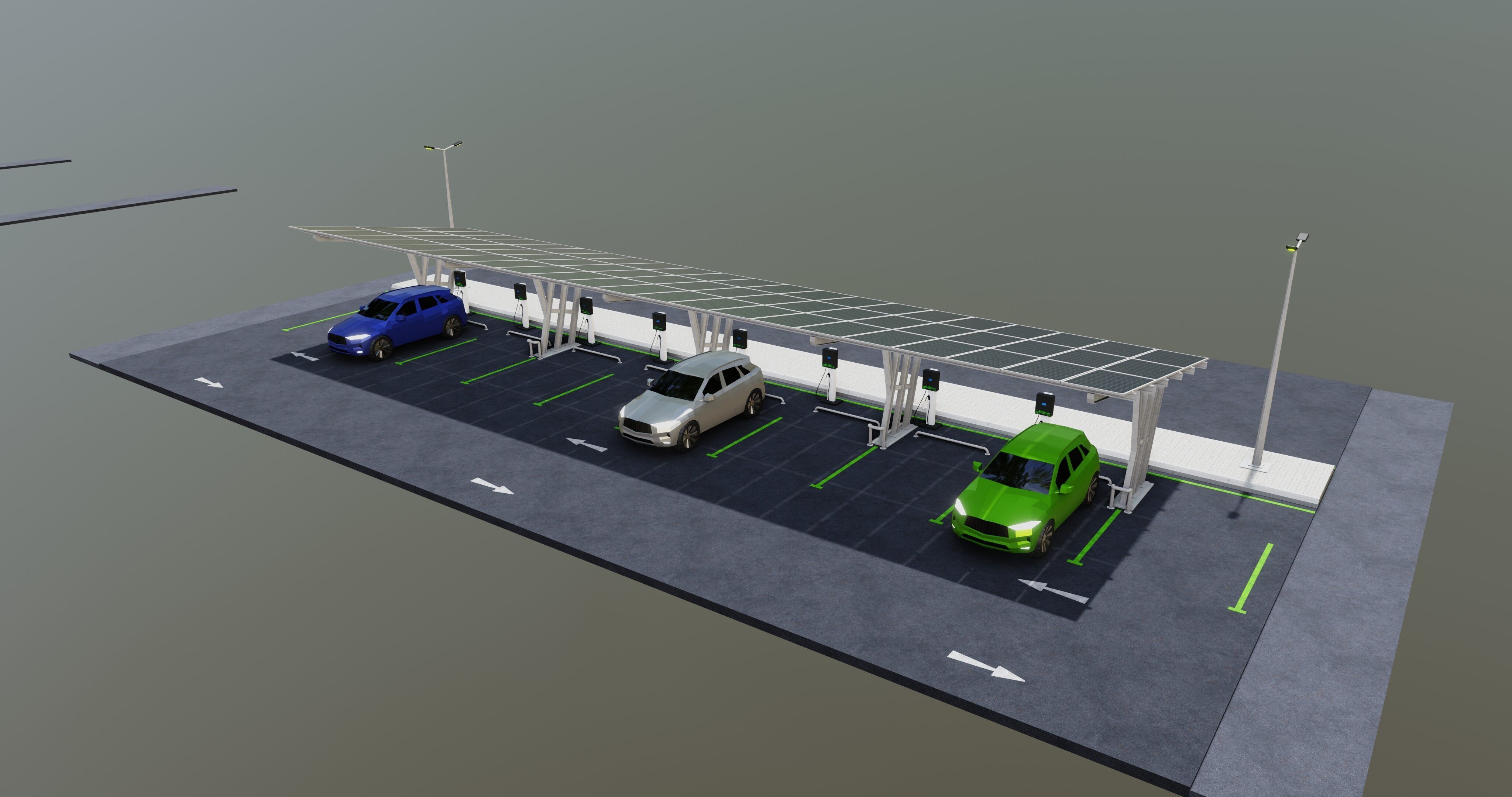 Low Poly Solar Carport Type-3 Pack Low-poly 3D model_14