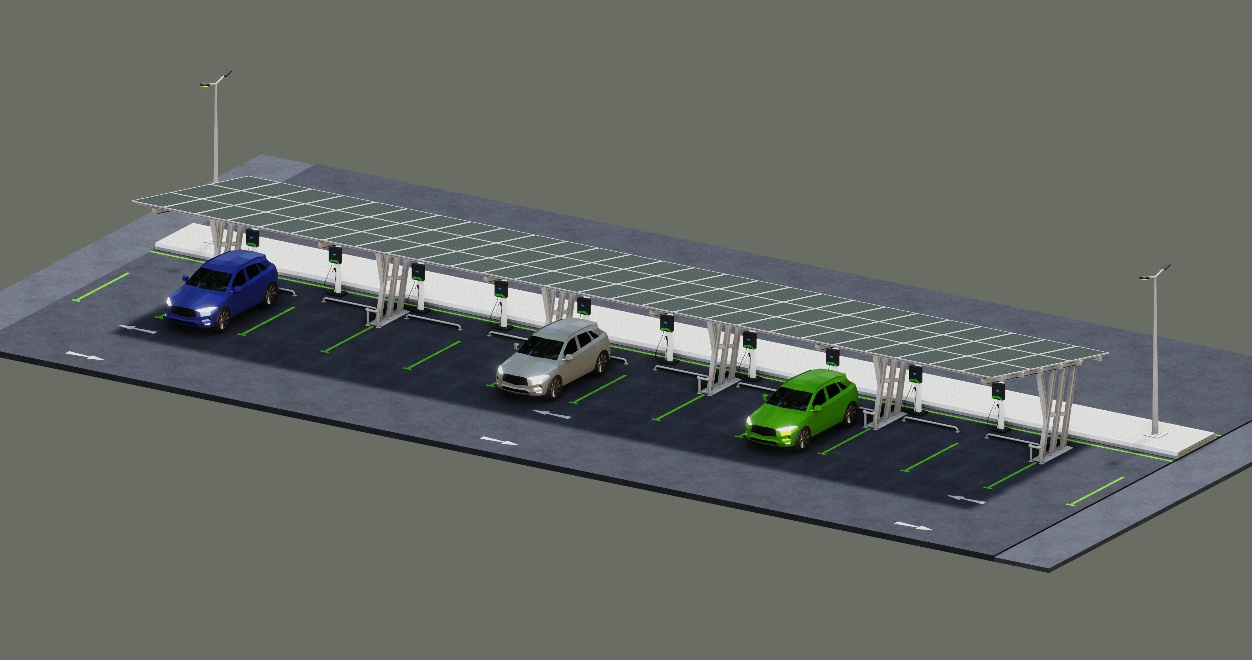 Low Poly Solar Carport Type-3 Pack Low-poly 3D model_23