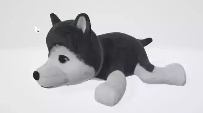 Cute Plush Wolf 3D Toy Model for Games
