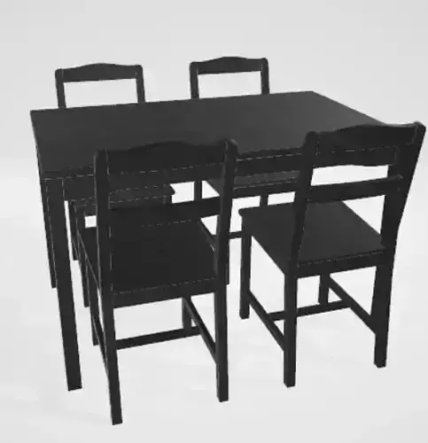 Realistic Kitchen Table and Chair 3D Asset for Home Scenes