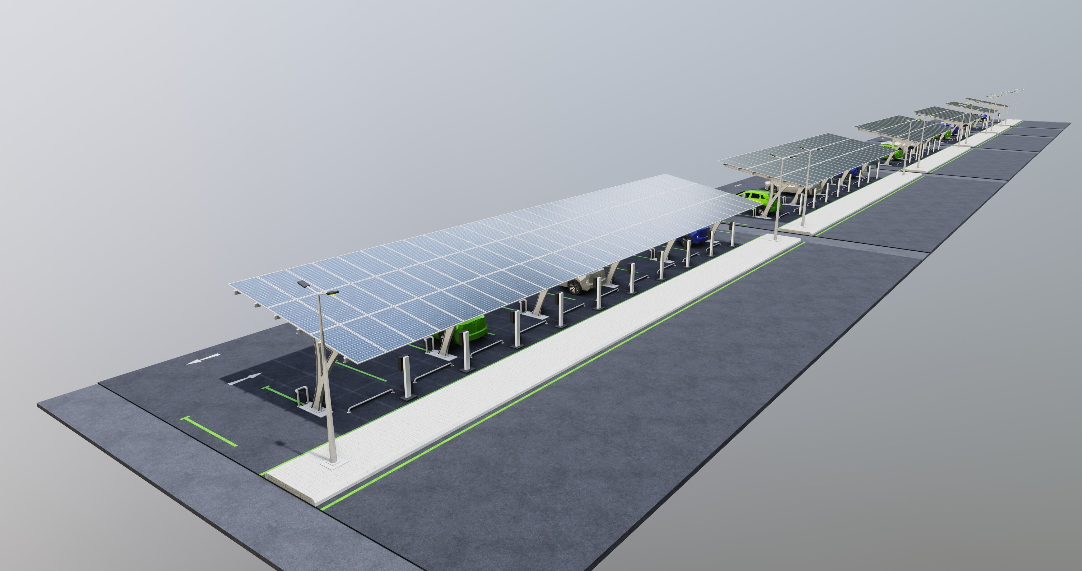 Low Poly Solar Carport Type-4 Pack Low-poly 3D model_24