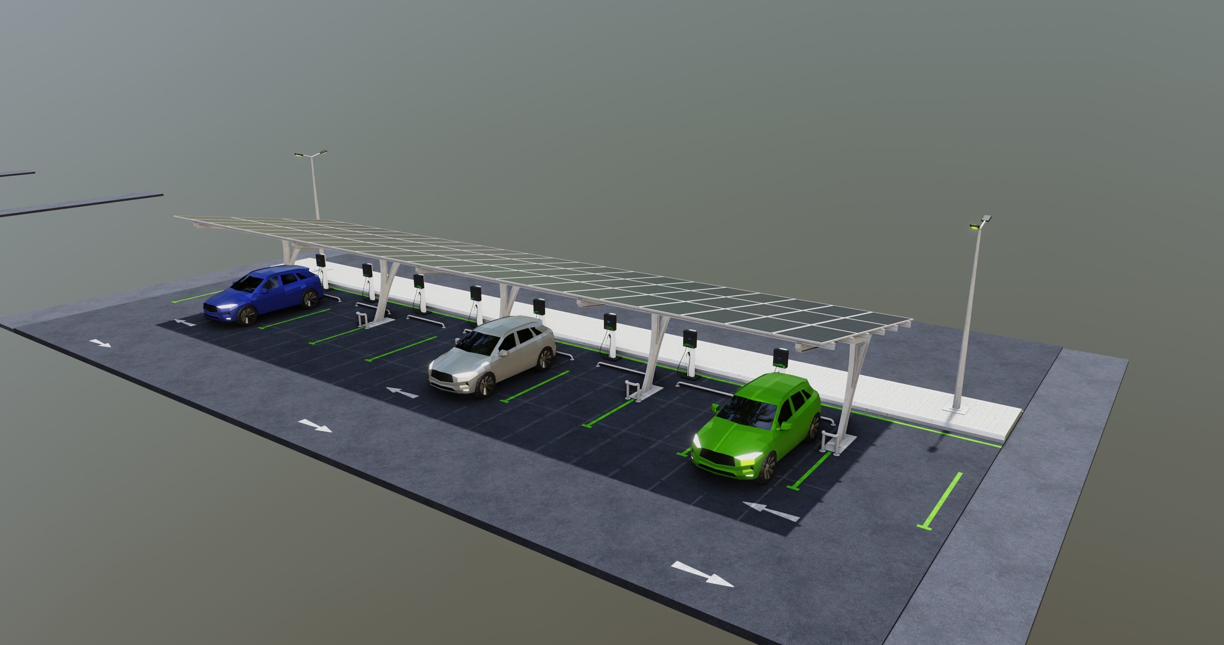 Low Poly Solar Carport Type-4 Pack Low-poly 3D model_10