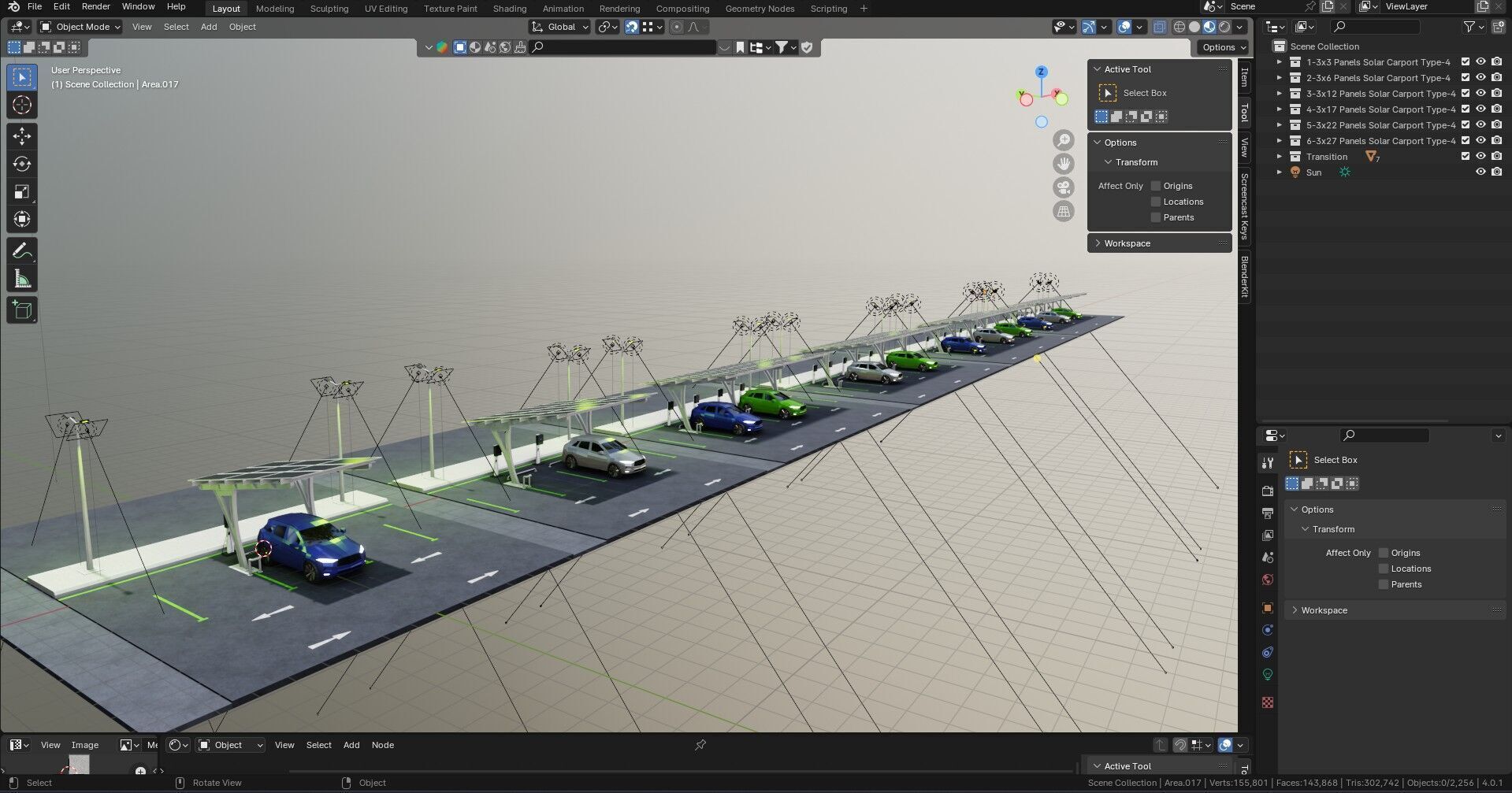 Low Poly Solar Carport Type-4 Pack Low-poly 3D model_27