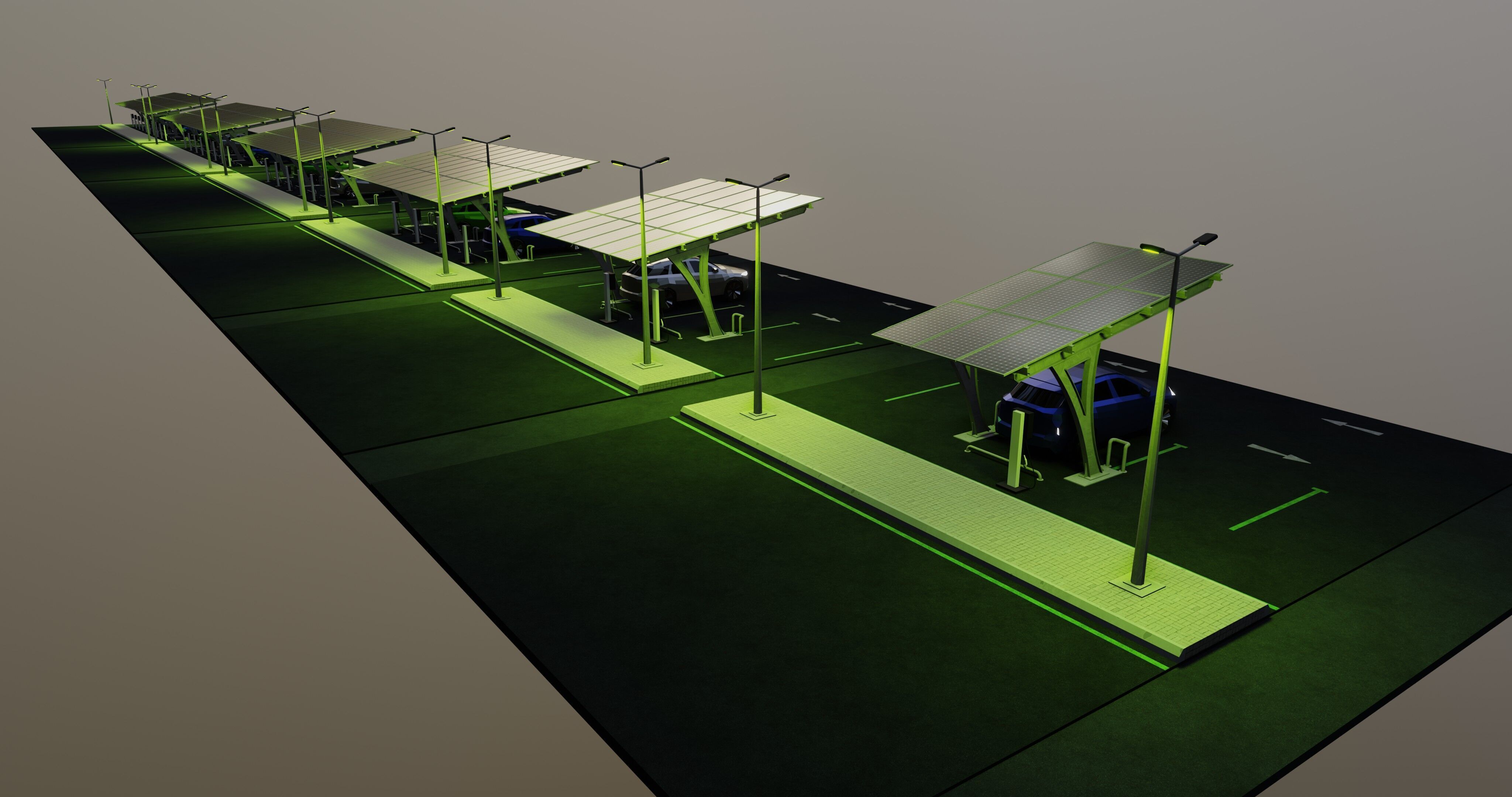 Low Poly Solar Carport Type-4 Pack Low-poly 3D model_31