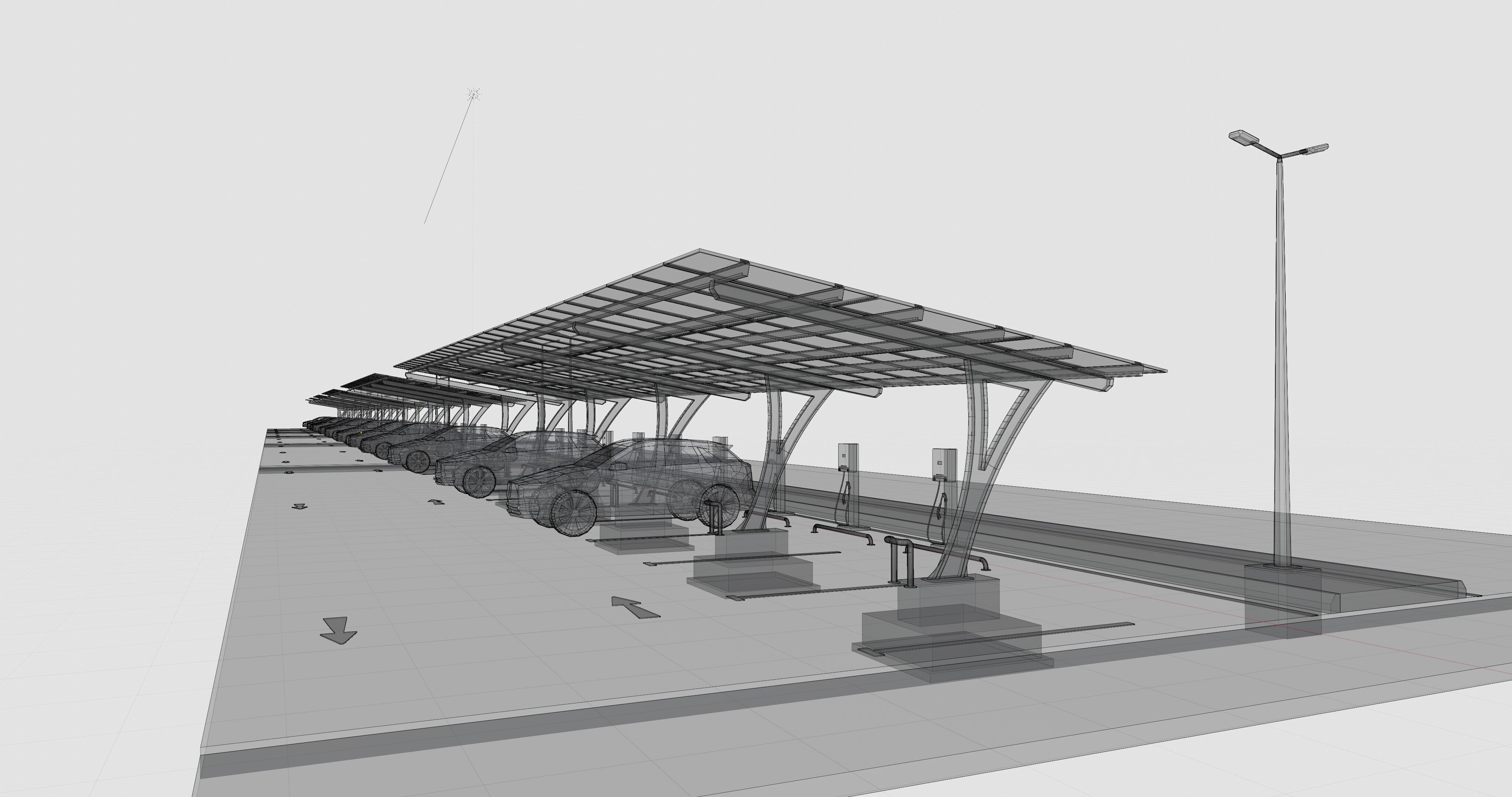 Low Poly Solar Carport Type-4 Pack Low-poly 3D model_26