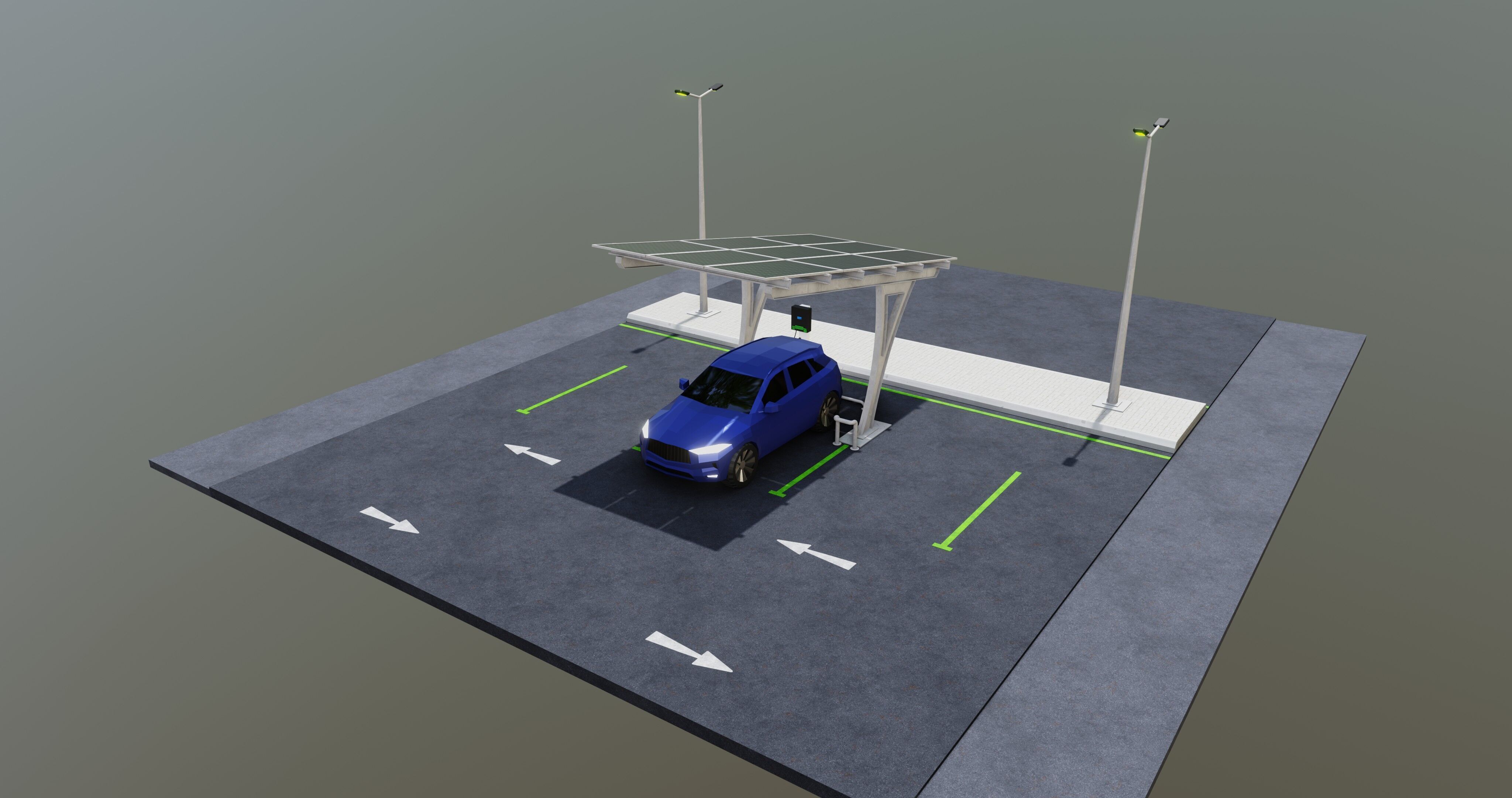 Low Poly Solar Carport Type-4 Pack Low-poly 3D model_32