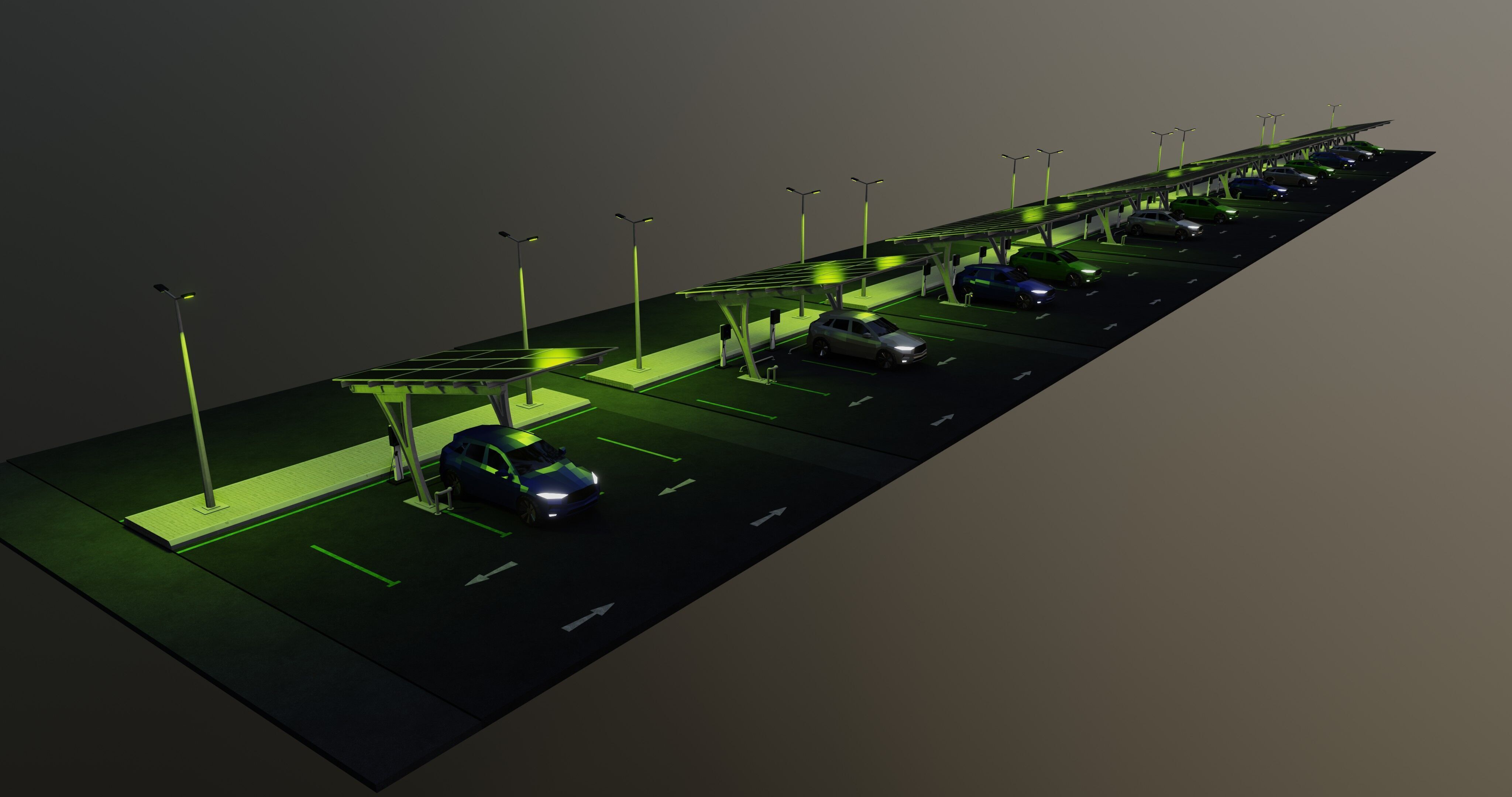 Low Poly Solar Carport Type-4 Pack Low-poly 3D model_29