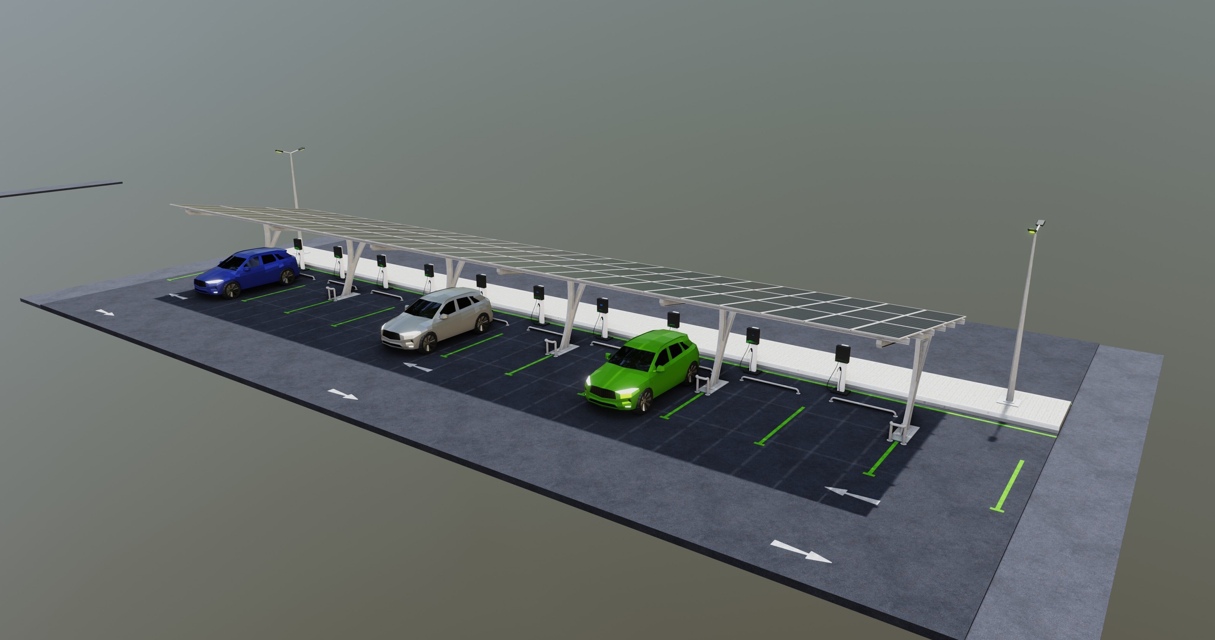 Low Poly Solar Carport Type-4 Pack Low-poly 3D model_12