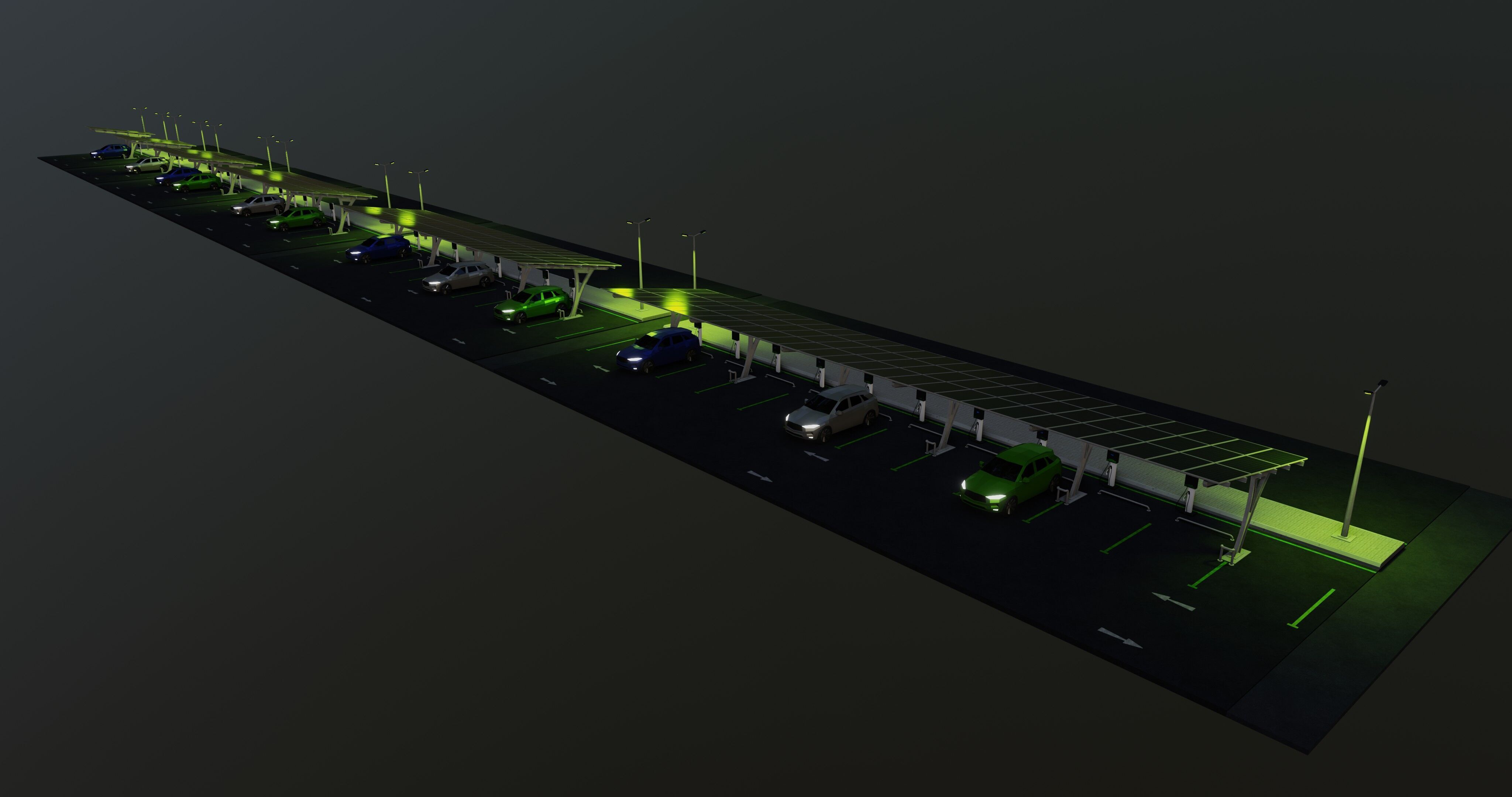 Low Poly Solar Carport Type-4 Pack Low-poly 3D model_30