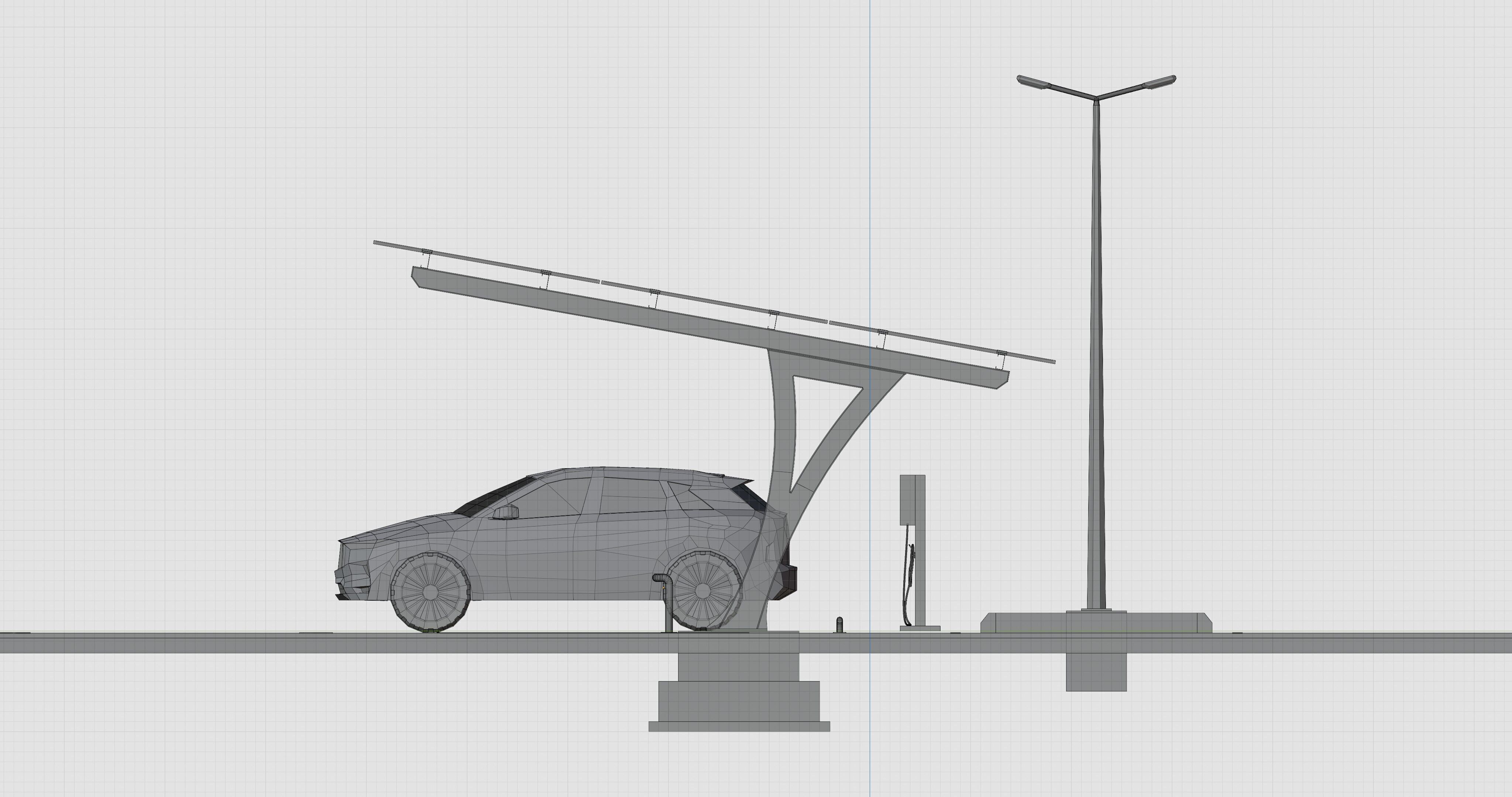 Low Poly Solar Carport Type-4 Pack Low-poly 3D model_25