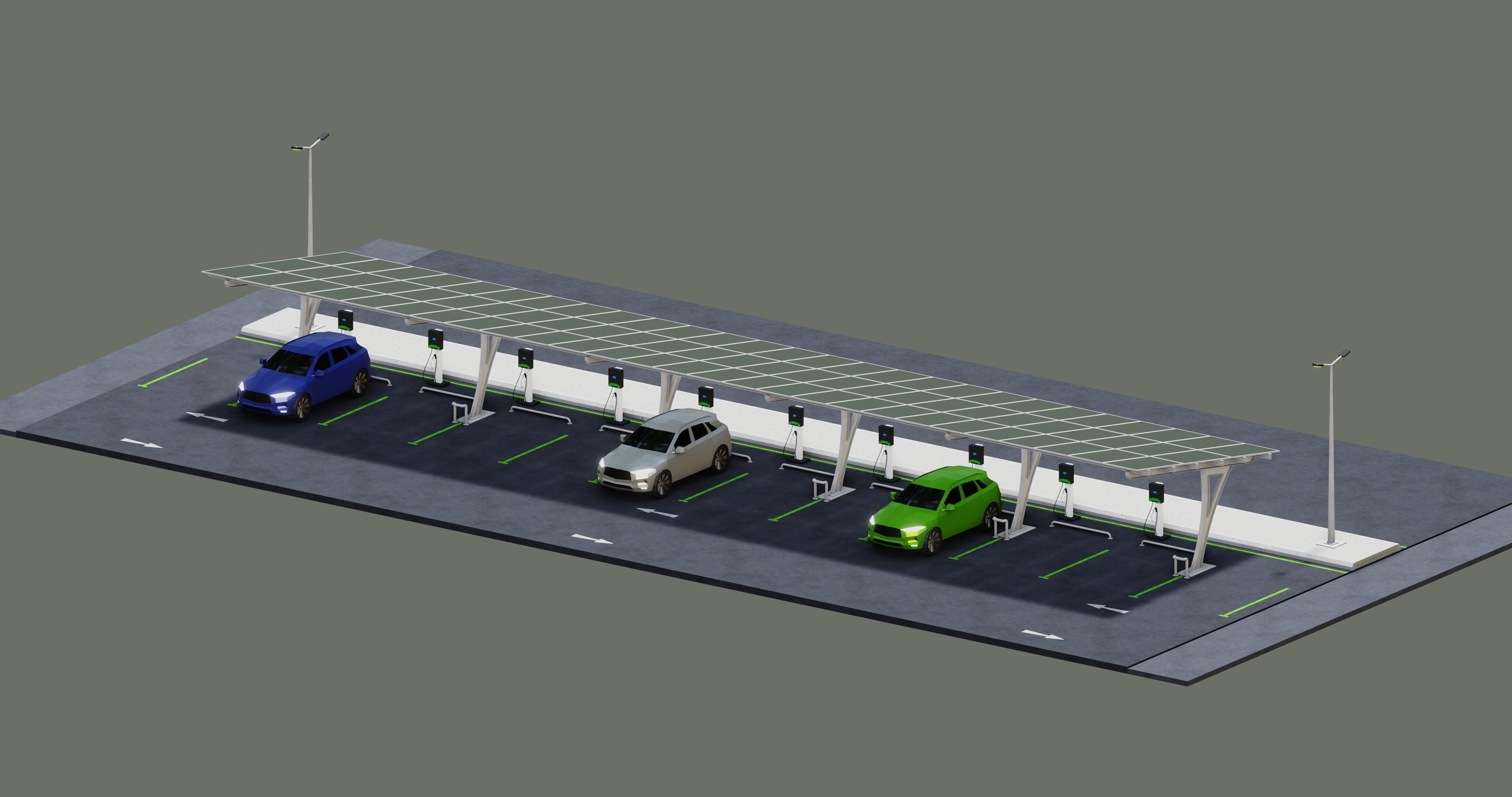 Low Poly Solar Carport Type-4 Pack Low-poly 3D model_14