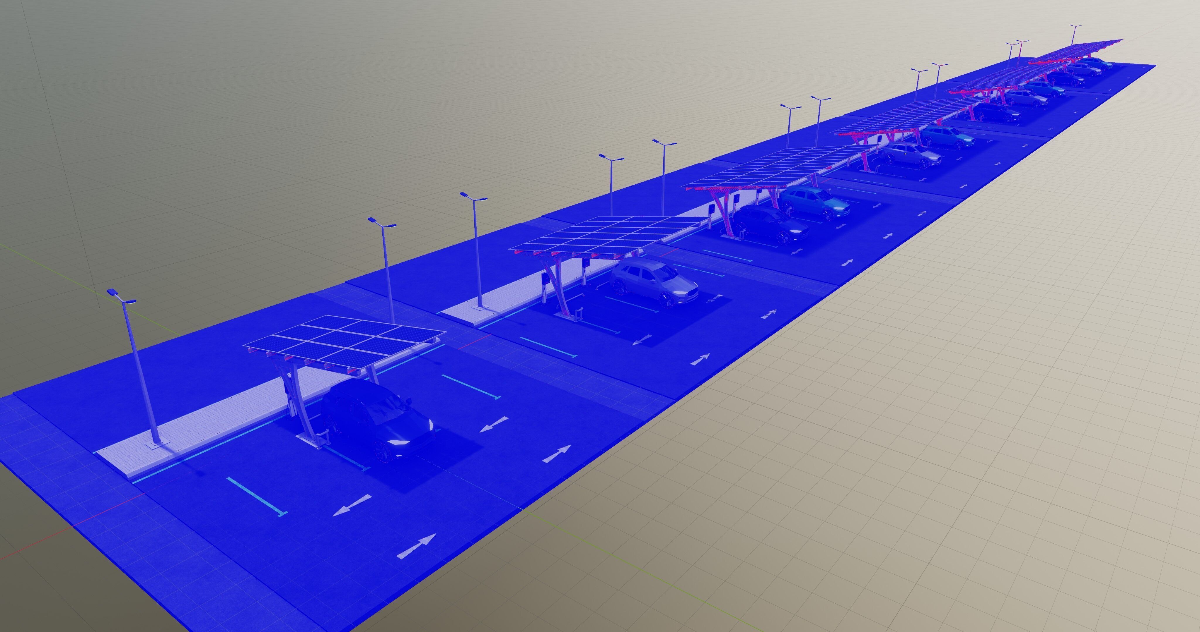 Low Poly Solar Carport Type-4 Pack Low-poly 3D model_19