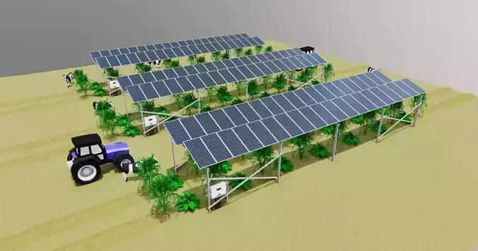 Lowpoly Agricultural Solar Energy Systems Type-1