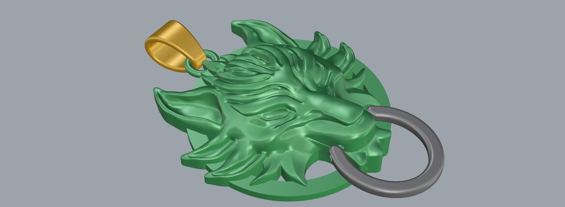 Wolf head pendant 3d print model 3D print model_3