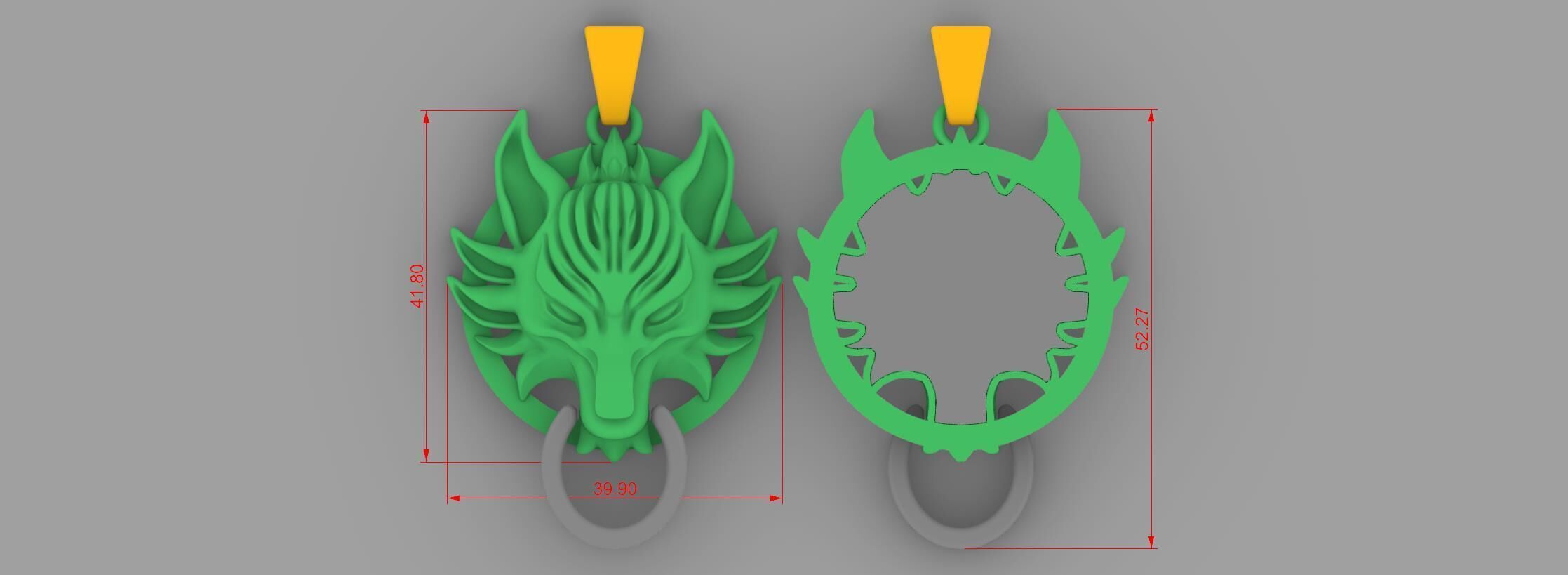 Wolf head pendant 3d print model 3D print model_2