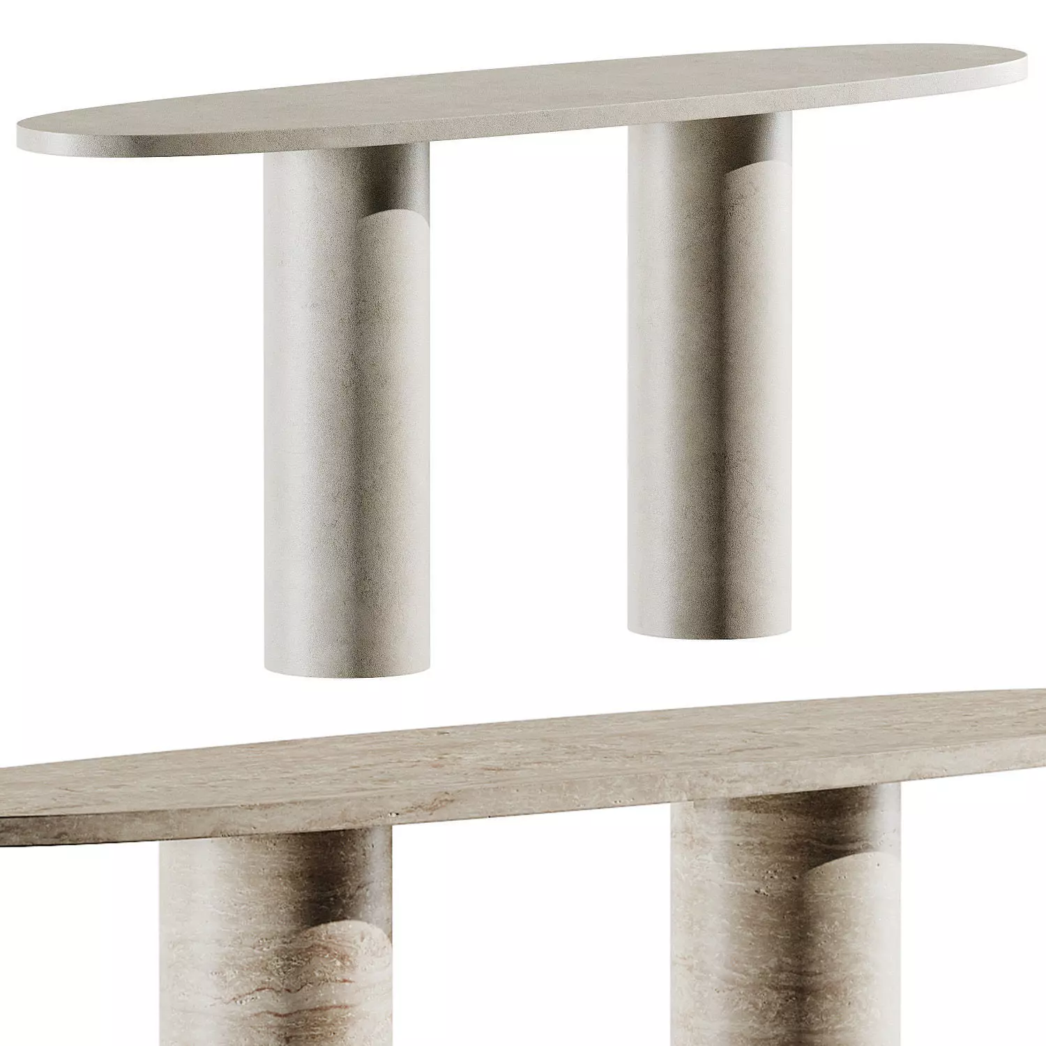 Studio Glustin Console in Travertine Stone 3D model_0