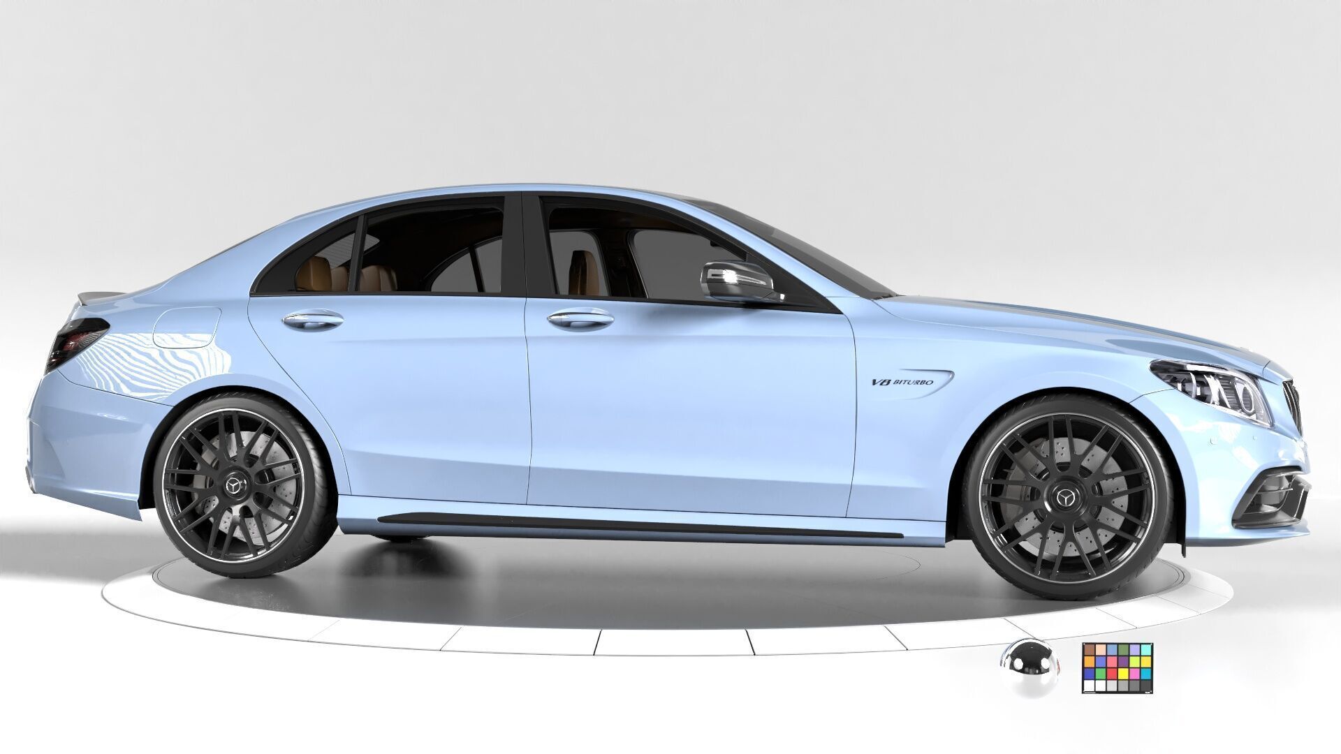 Mercedes C63 Sedan -Rigged- Render Ready-unreal-vray-redshift 3D model_5