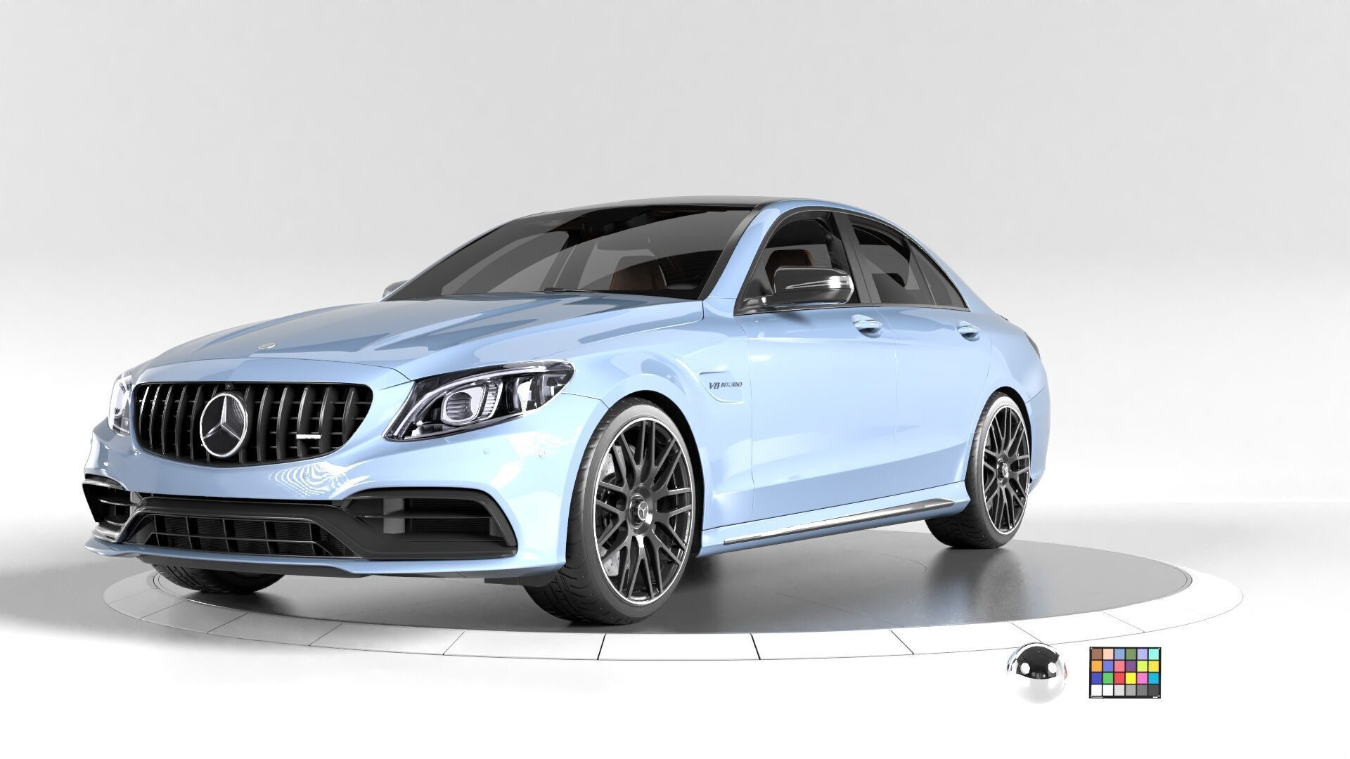 Mercedes C63 Sedan -Rigged- Render Ready-unreal-vray-redshift 3D model_4