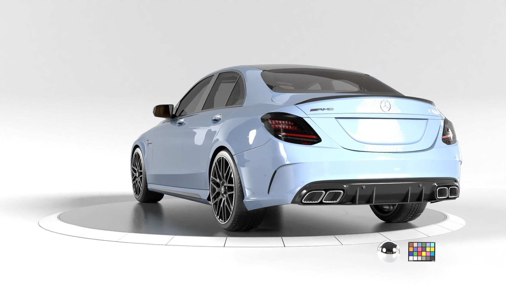 Mercedes C63 Sedan -Rigged- Render Ready-unreal-vray-redshift 3D model_3