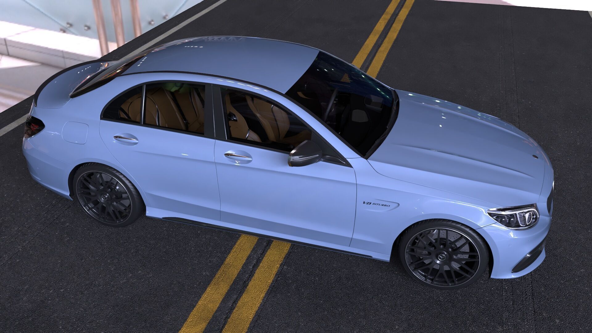 Mercedes C63 Sedan -Rigged- Render Ready-unreal-vray-redshift 3D model_12