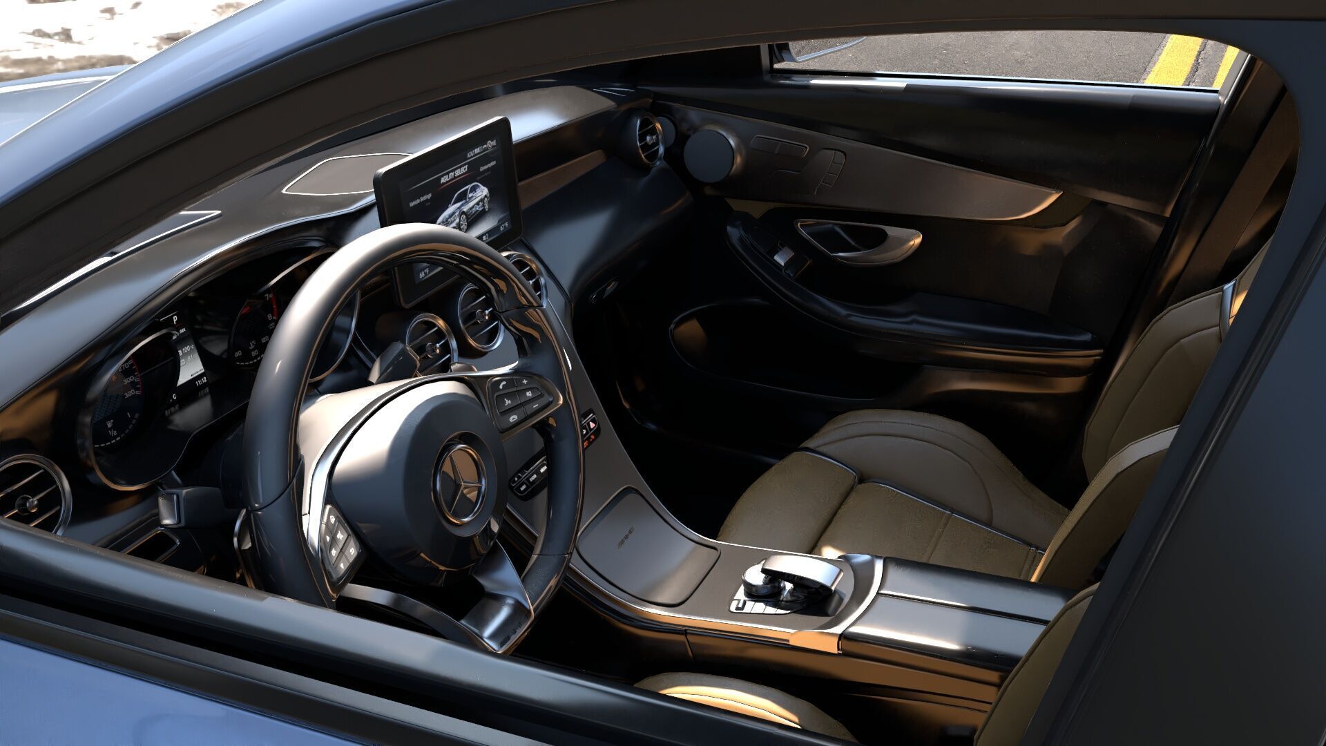 Mercedes C63 Sedan -Rigged- Render Ready-unreal-vray-redshift 3D model_16
