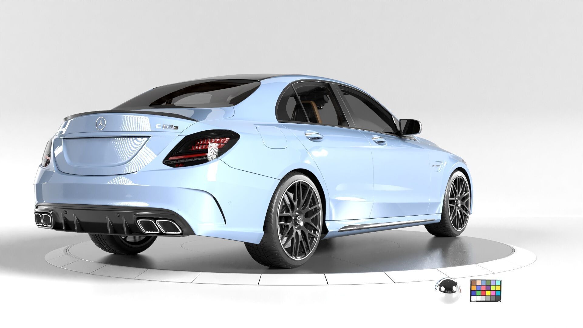 Mercedes C63 Sedan -Rigged- Render Ready-unreal-vray-redshift 3D model_2