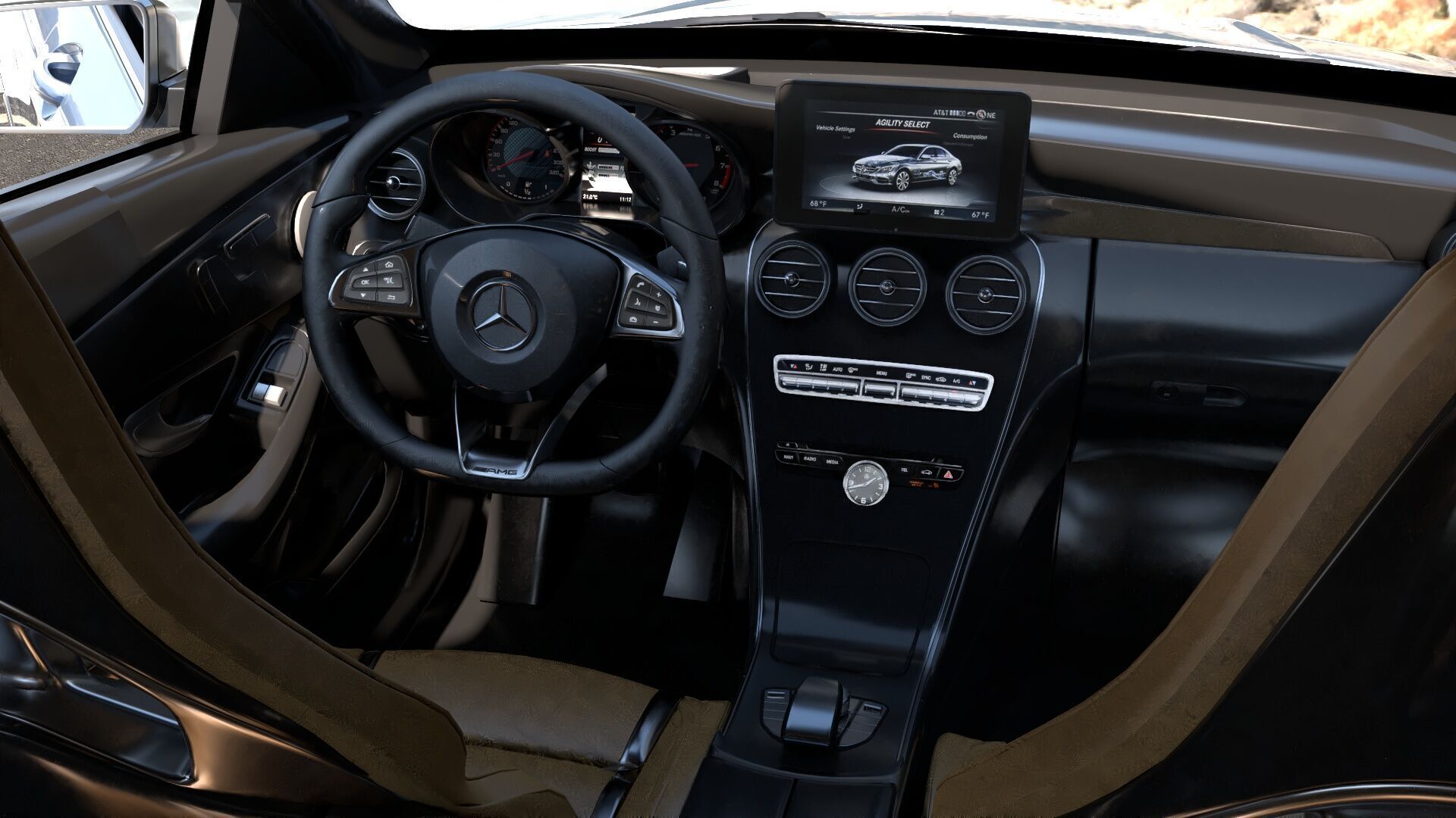 Mercedes C63 Sedan -Rigged- Render Ready-unreal-vray-redshift 3D model_14