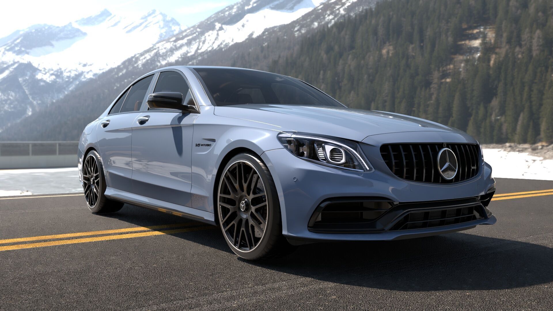 Mercedes C63 Sedan -Rigged- Render Ready-unreal-vray-redshift 3D model_10