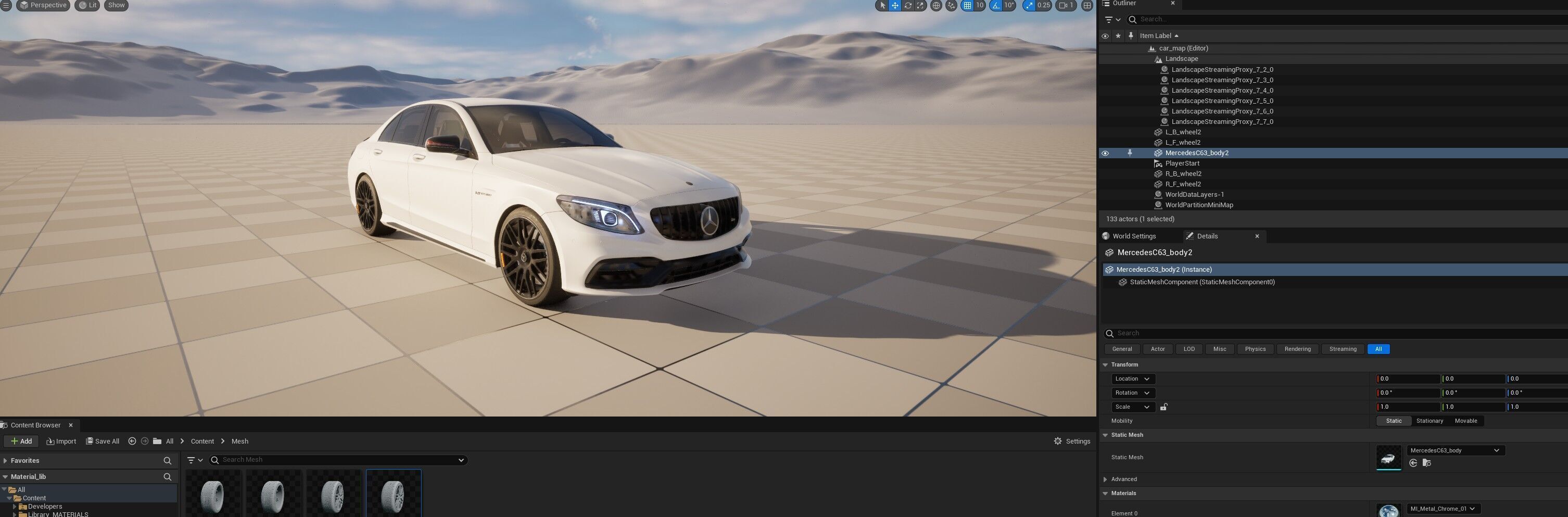 Mercedes C63 Sedan -Rigged- Render Ready-unreal-vray-redshift 3D model_22