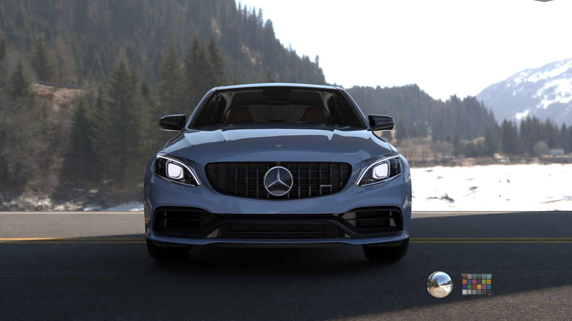 Mercedes C63 Sedan -Rigged- Render Ready-unreal-vray-redshift 3D model_6