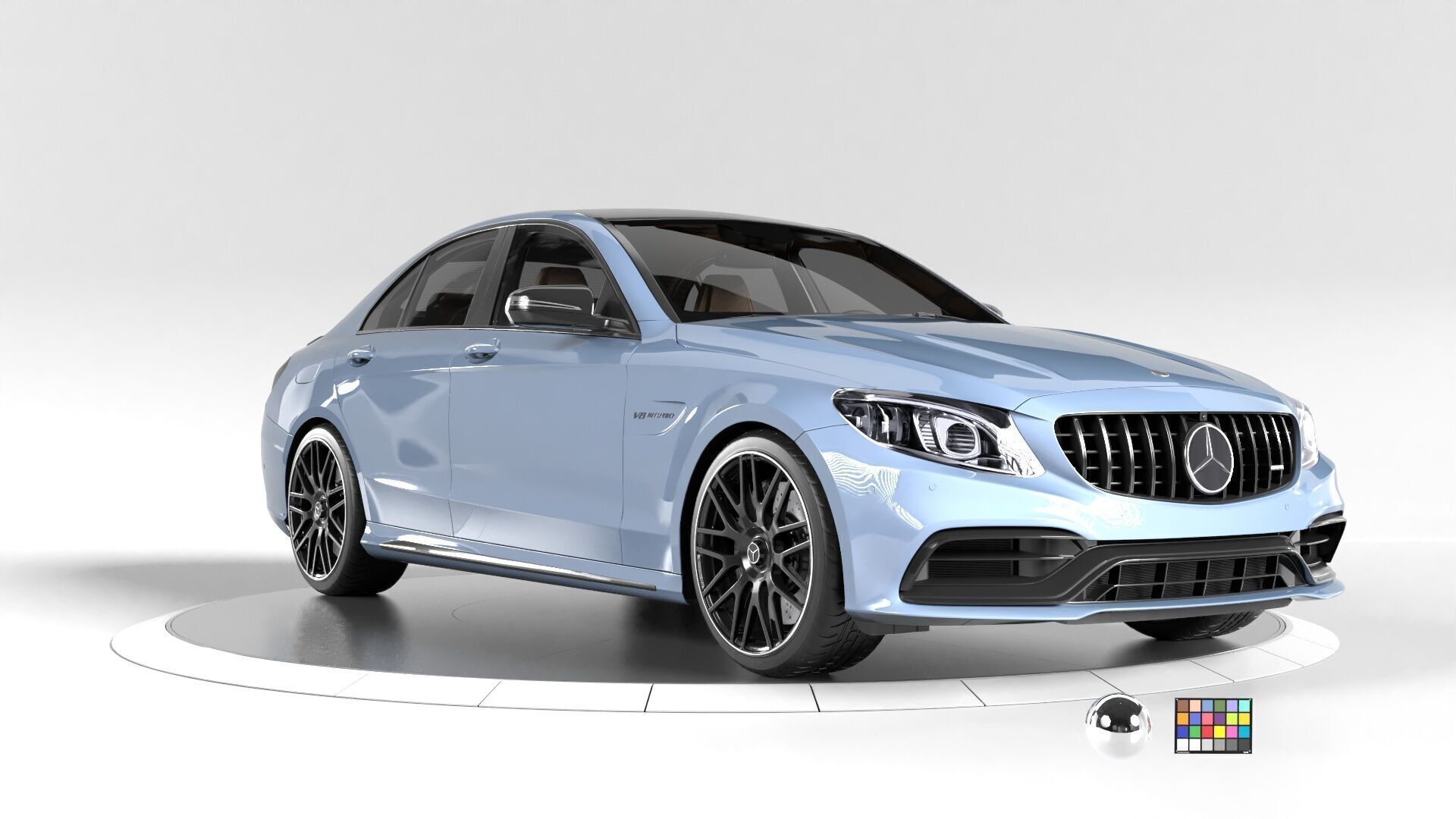 Mercedes C63 Sedan -Rigged- Render Ready-unreal-vray-redshift 3D model_1