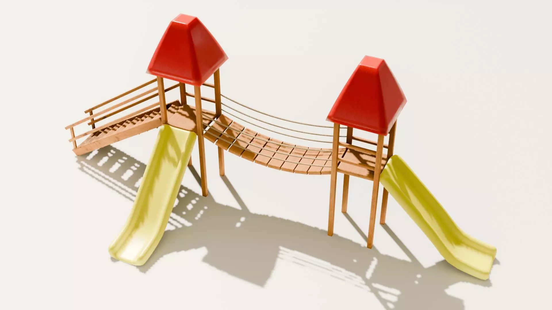Playground castle with a slide Low-poly 3D model_0