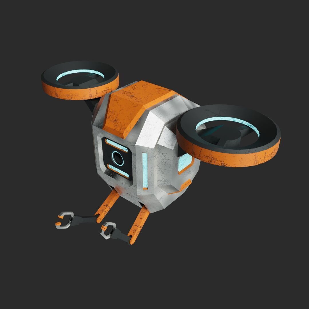 Sci-Fi drone model Low-poly 3D model_1