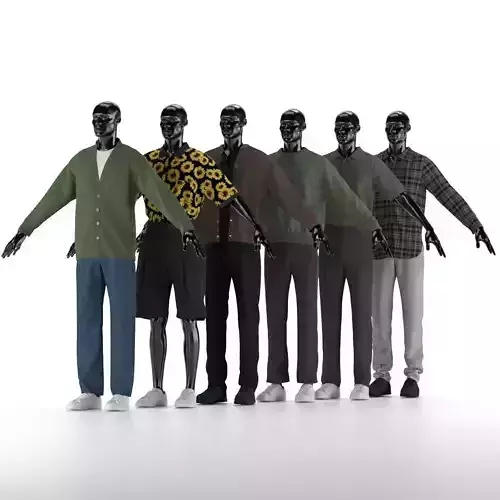 Menswear Collection Low-poly 3D model