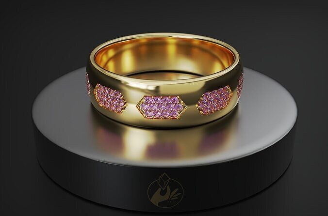 Band 3 rows of gems 3D print model