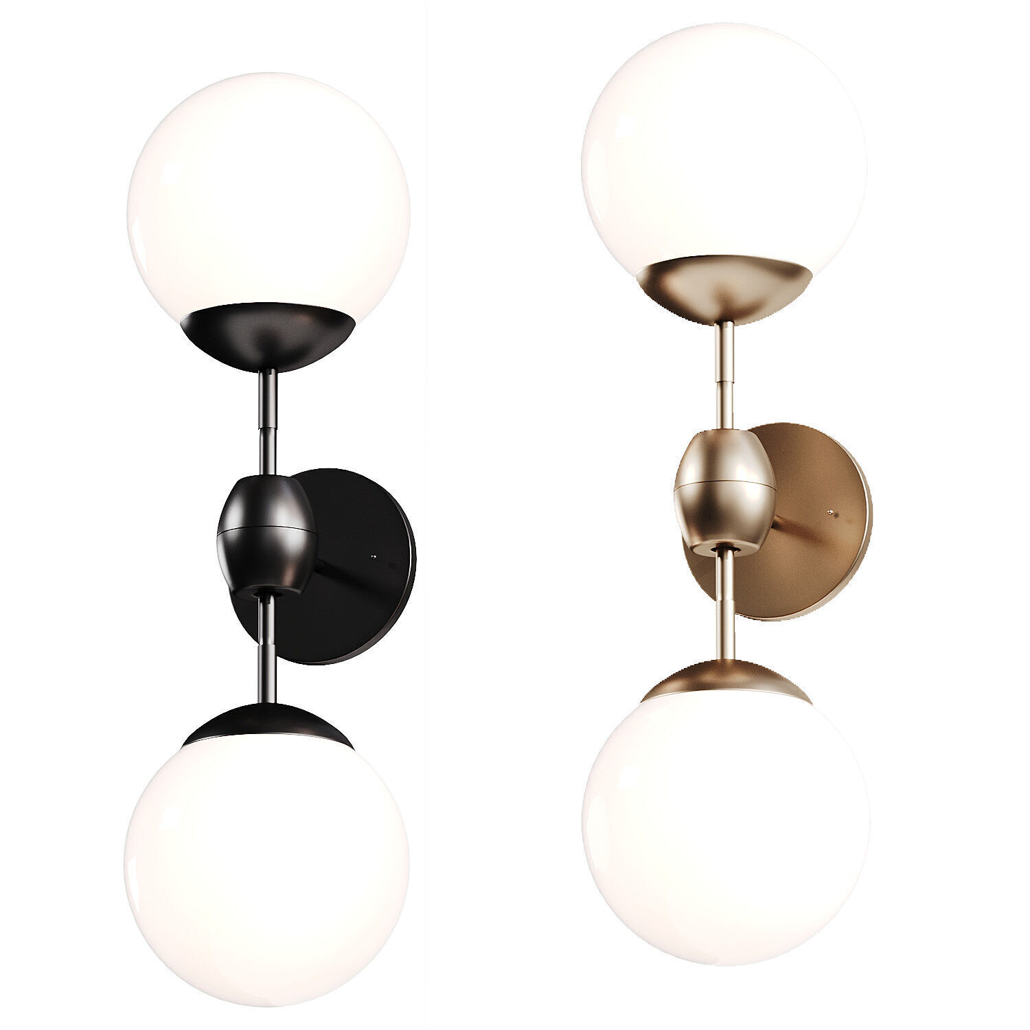 Roll  Hill Modo Sconce 2 Globes Wall Lamp 3D model_1
