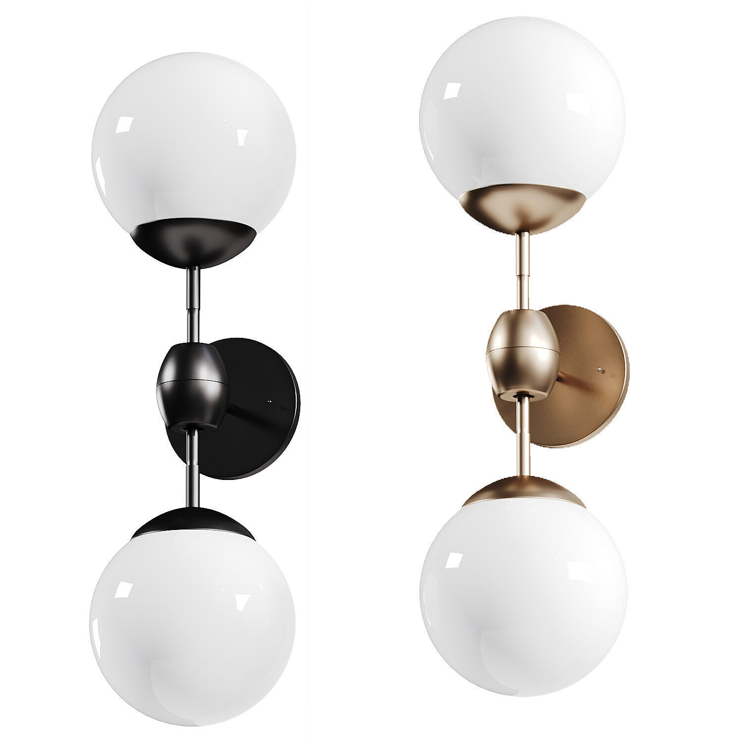 Roll  Hill Modo Sconce 2 Globes Wall Lamp 3D model_2